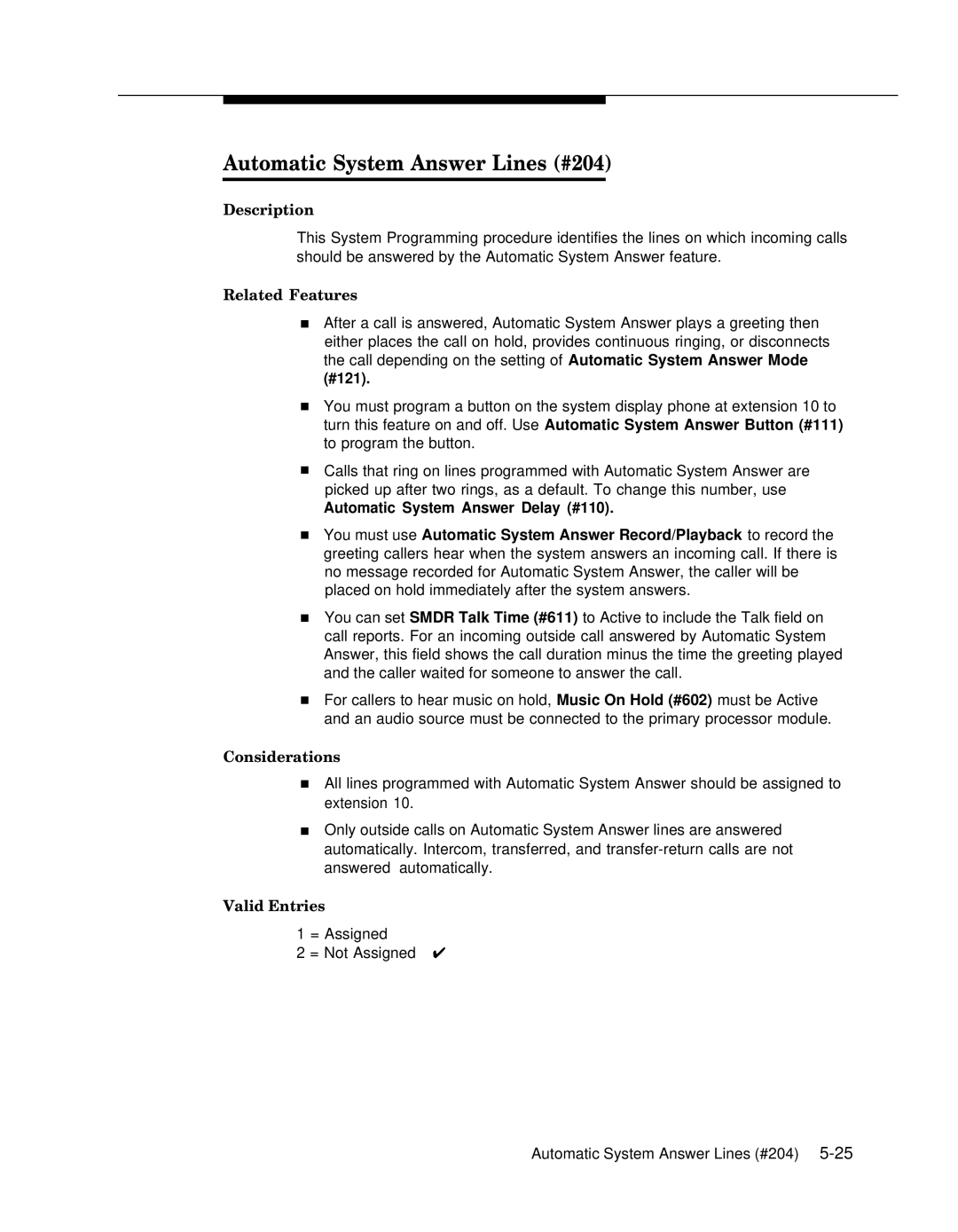 Lucent Technologies 4.1 manual Automatic System Answer Lines #204 