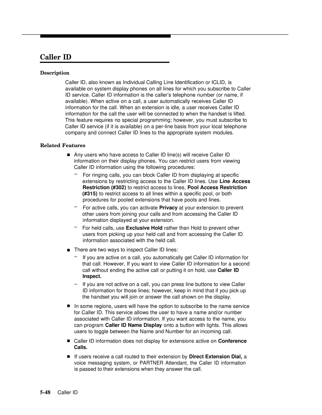 Lucent Technologies 4.1 manual Caller ID, Inspect, Calls 