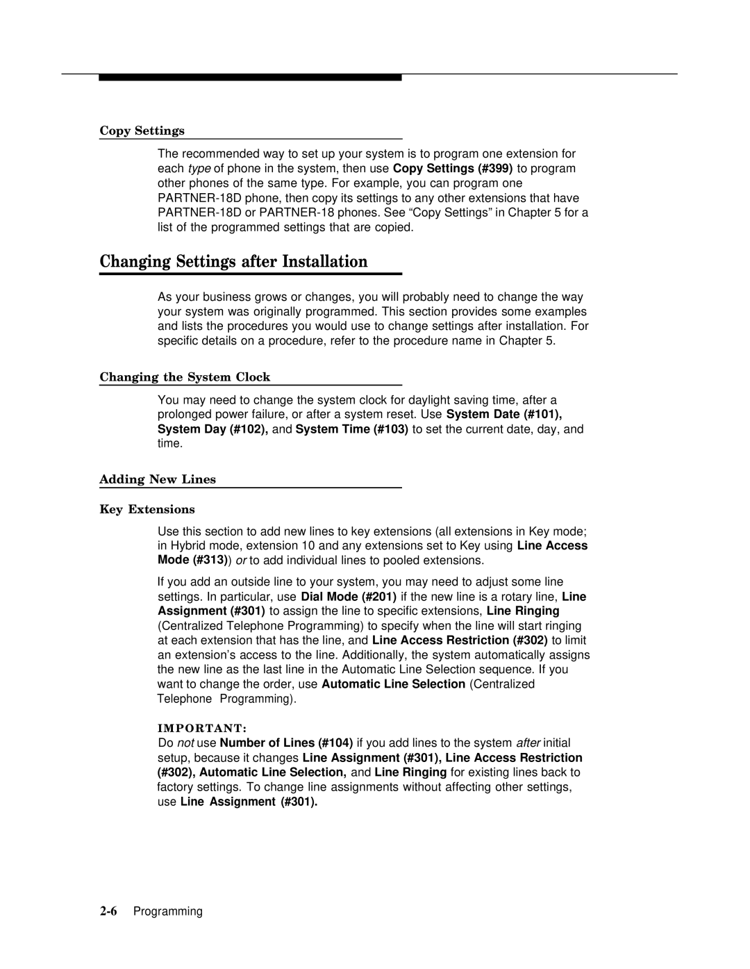 Lucent Technologies 4.1 manual Changing Settings after Installation, Copy Settings, Changing the System Clock 