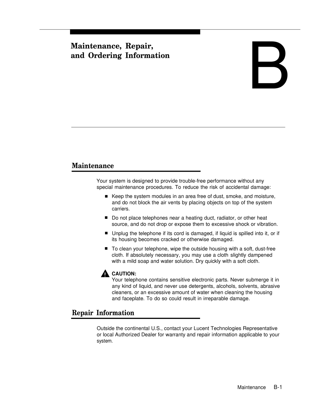 Lucent Technologies 4.1 manual Maintenance, Repair Information 