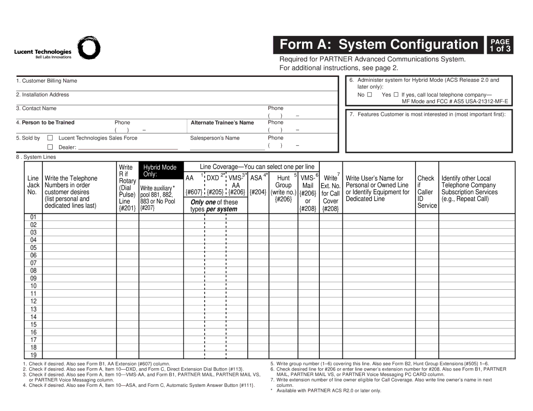 Lucent Technologies 518-456-151 manual Form a System Configuration 