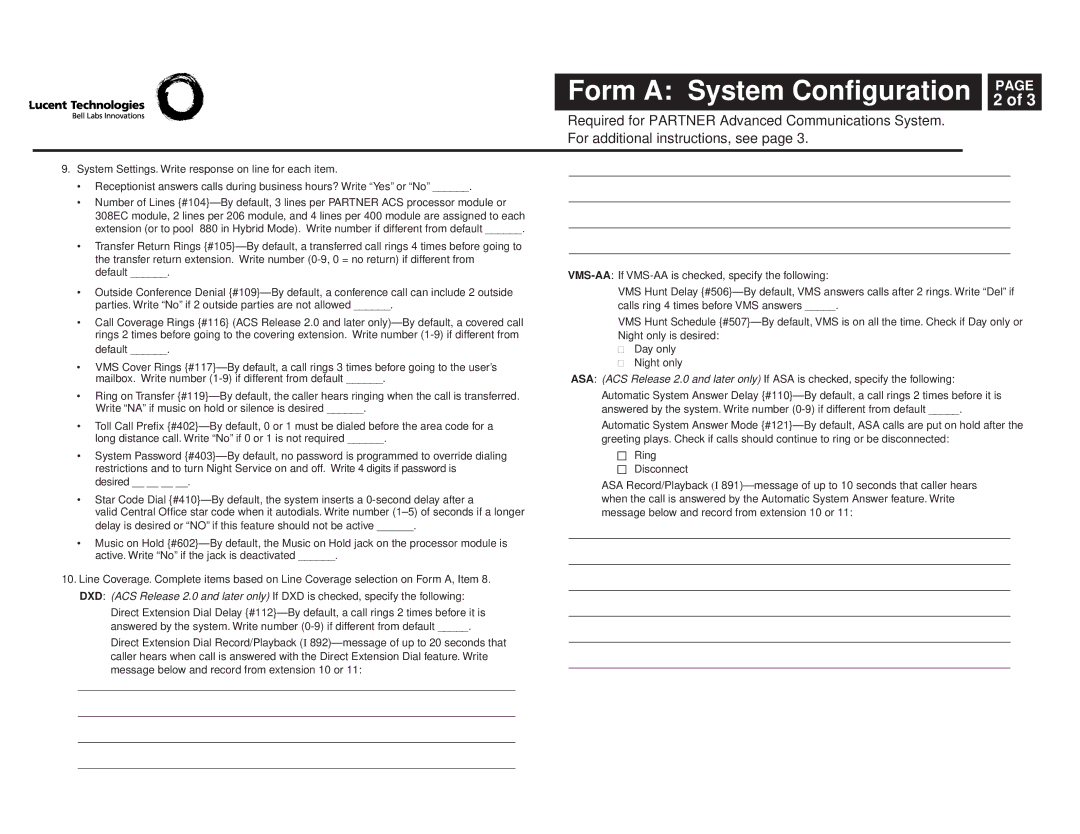 Lucent Technologies 518-456-151 manual Form a System Configuration 