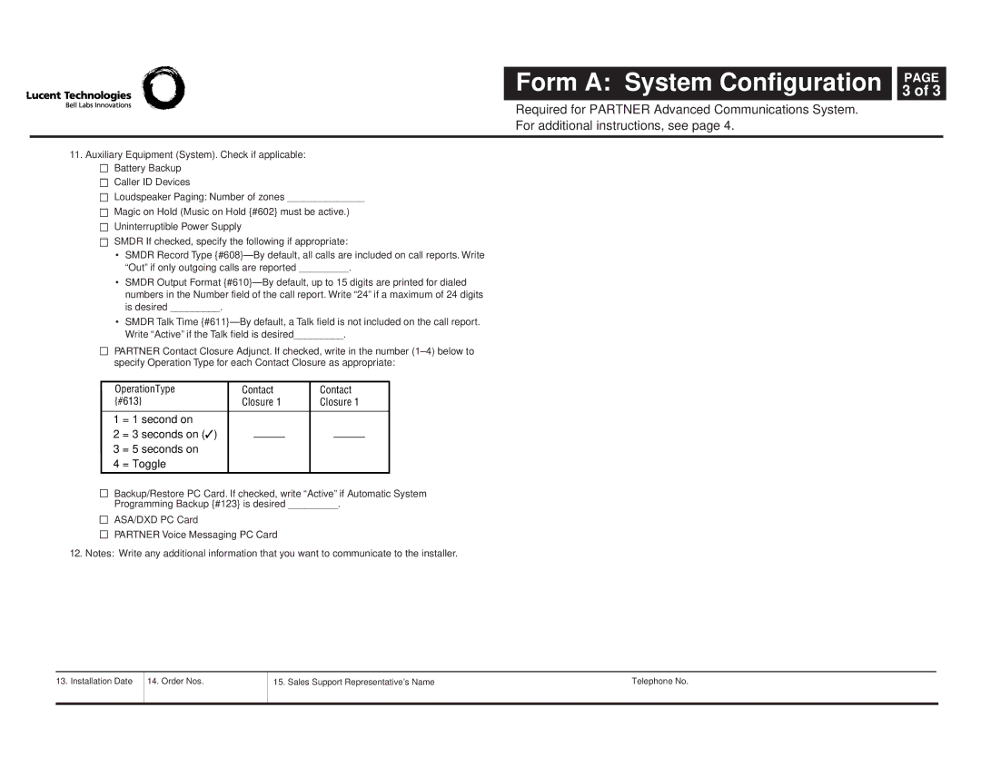 Lucent Technologies 518-456-151 manual = 1 second on = 3 seconds on = 5 seconds on = Toggle 