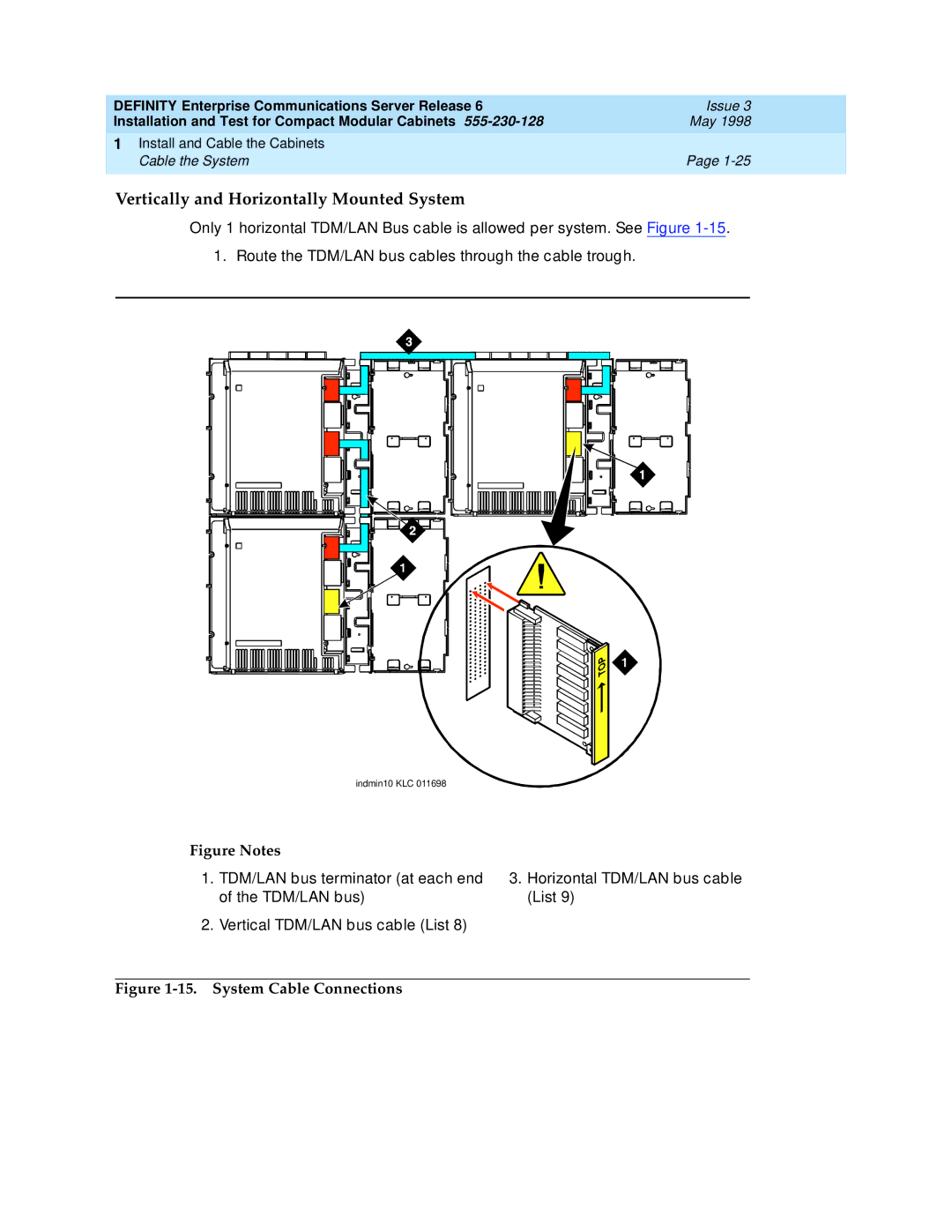 Lucent Technologies 555-230-128 manual Vertically and Horizontally Mounted System, System Cable Connections 