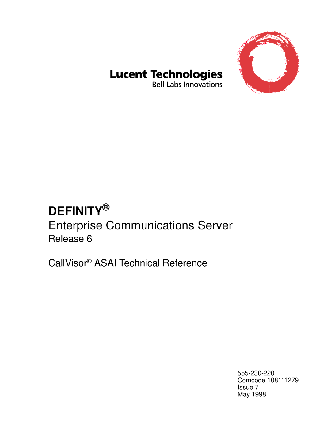 Lucent Technologies 555-230-220 manual Definity 