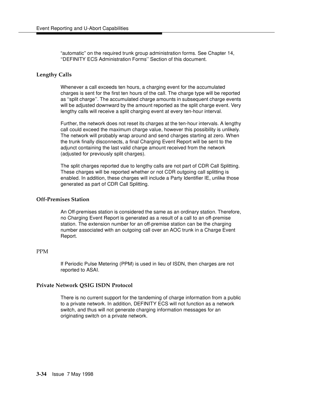 Lucent Technologies 555-230-220 manual Lengthy Calls, Off-Premises Station, Private Network Qsig Isdn Protocol 