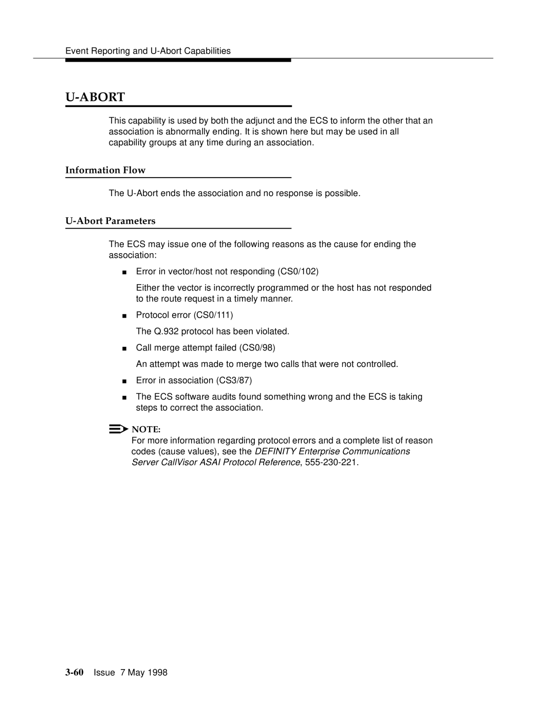 Lucent Technologies 555-230-220 manual Abort Parameters 