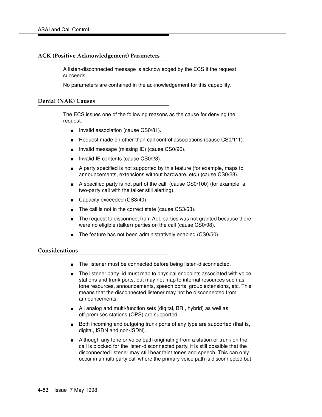 Lucent Technologies 555-230-220 manual ACK Positive Acknowledgement Parameters 