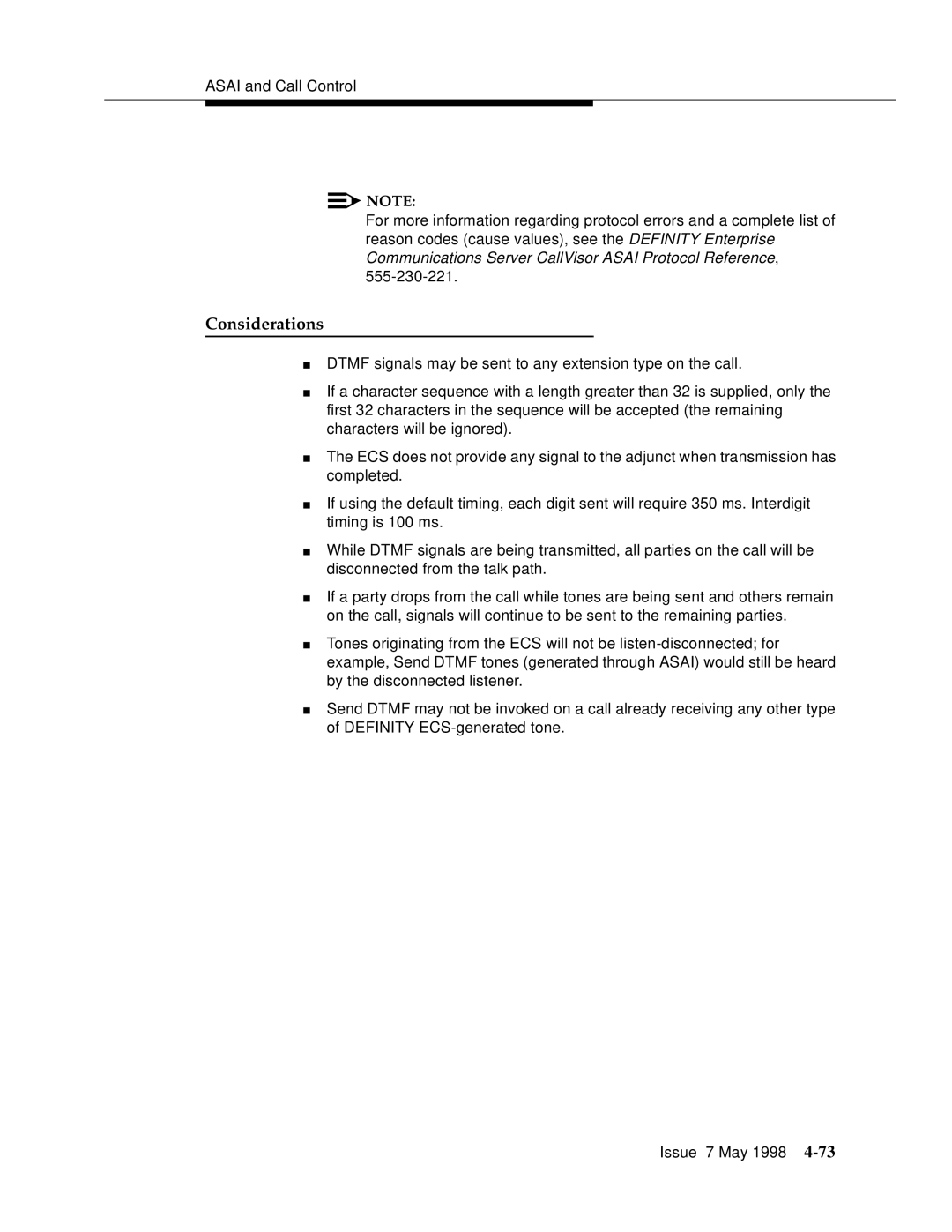 Lucent Technologies 555-230-220 manual Considerations 