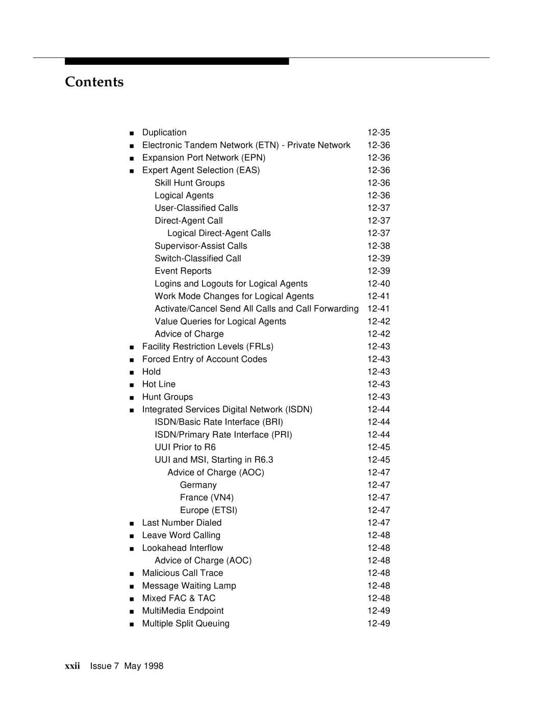 Lucent Technologies 555-230-220 manual Contents 