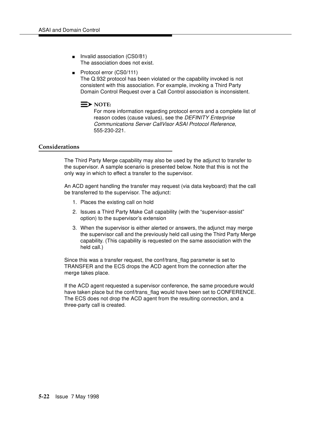 Lucent Technologies 555-230-220 manual Considerations 