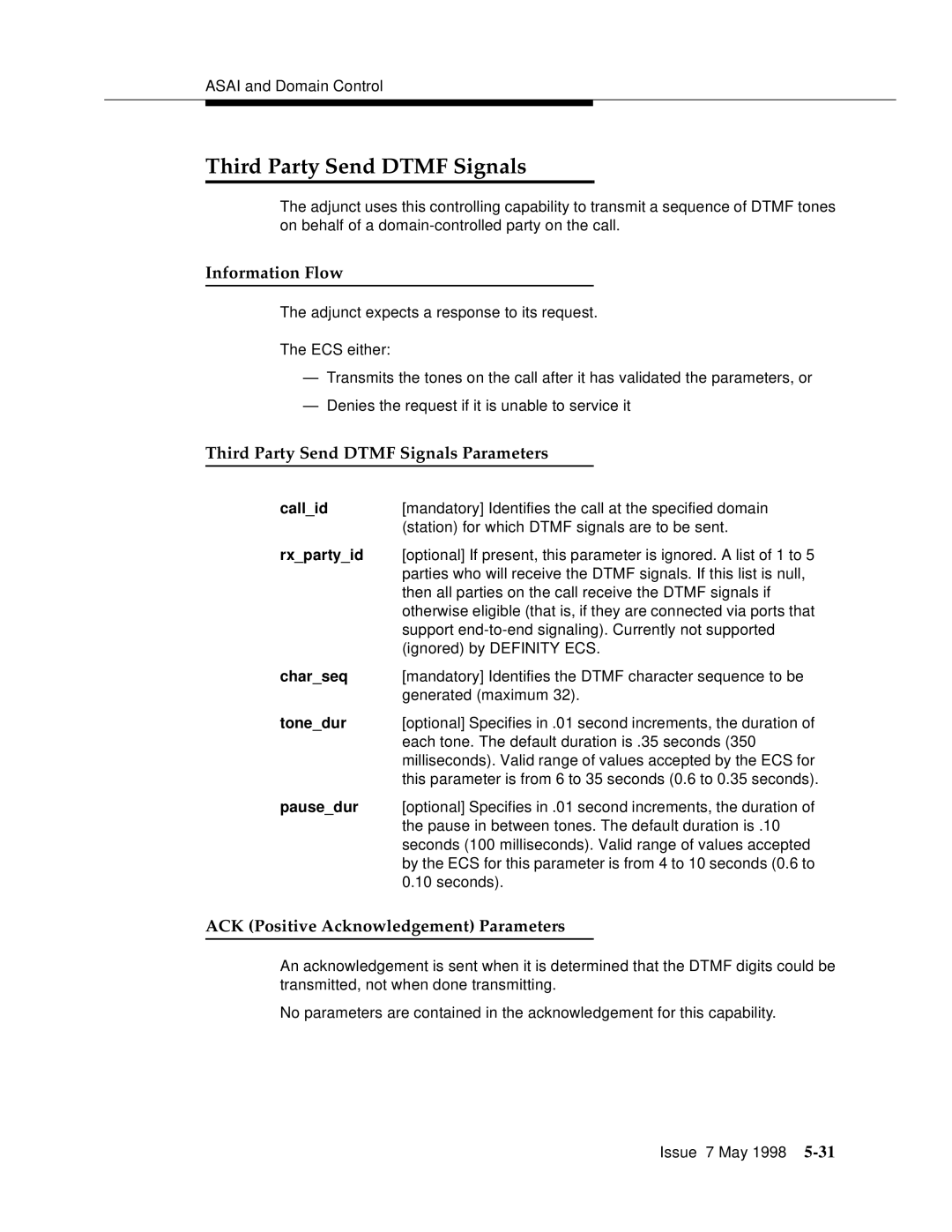 Lucent Technologies 555-230-220 manual Mandatory Identifies the call at the specified domain 