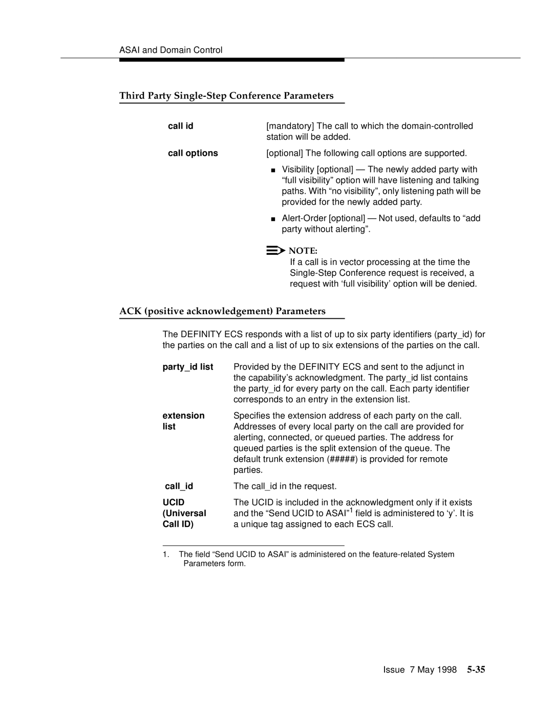 Lucent Technologies 555-230-220 manual Mandatory The call to which the domain-controlled 