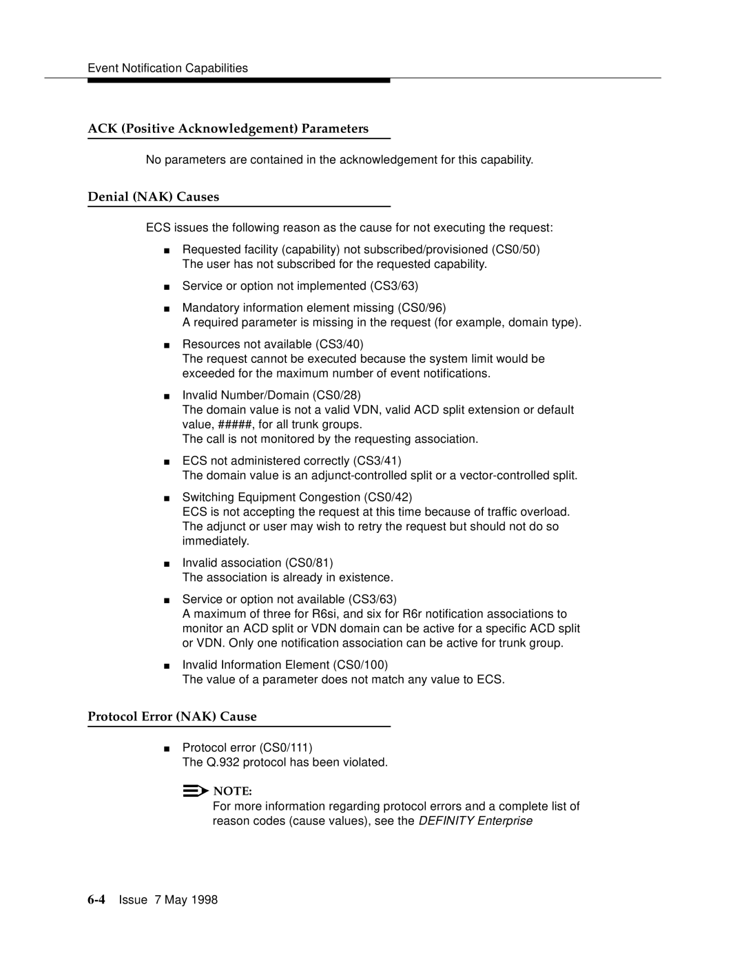 Lucent Technologies 555-230-220 manual ACK Positive Acknowledgement Parameters 