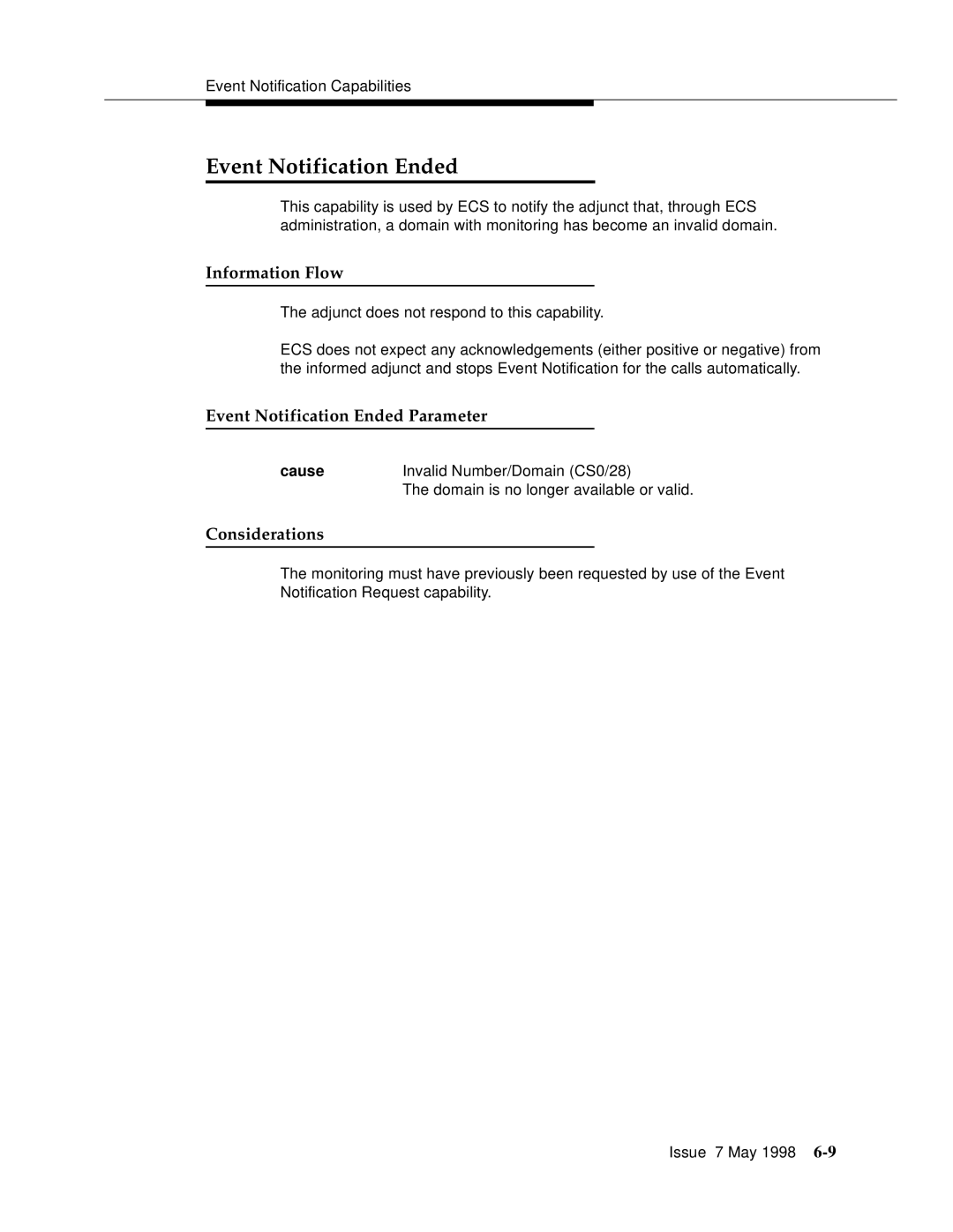 Lucent Technologies 555-230-220 manual Event Notification Ended Parameter, Cause 