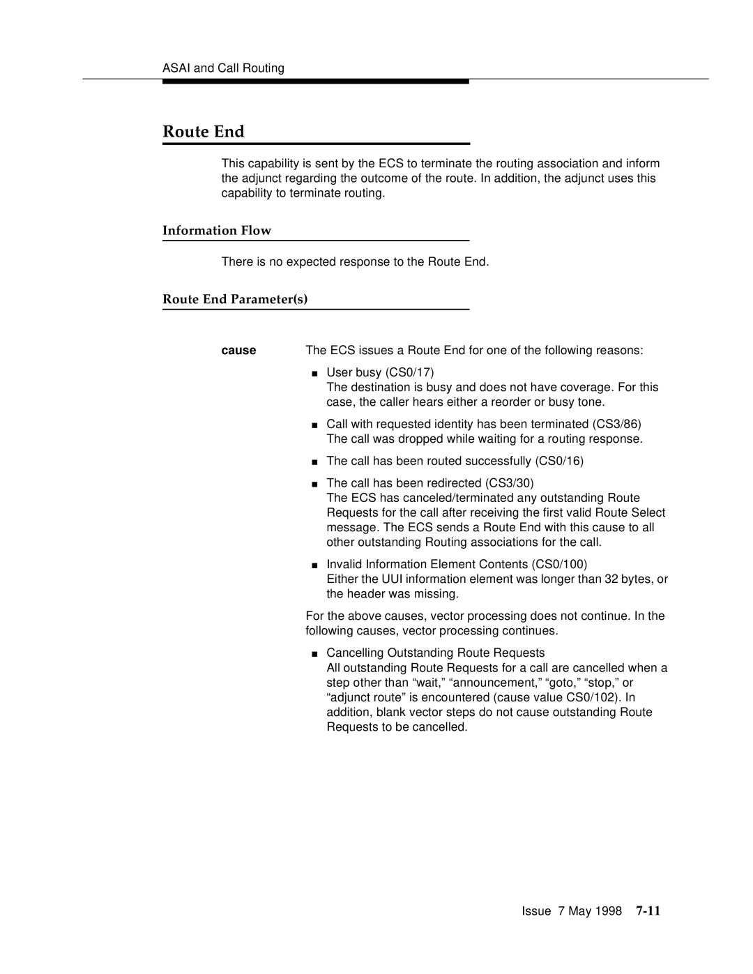 Lucent Technologies 555-230-220 manual Route End Parameters 