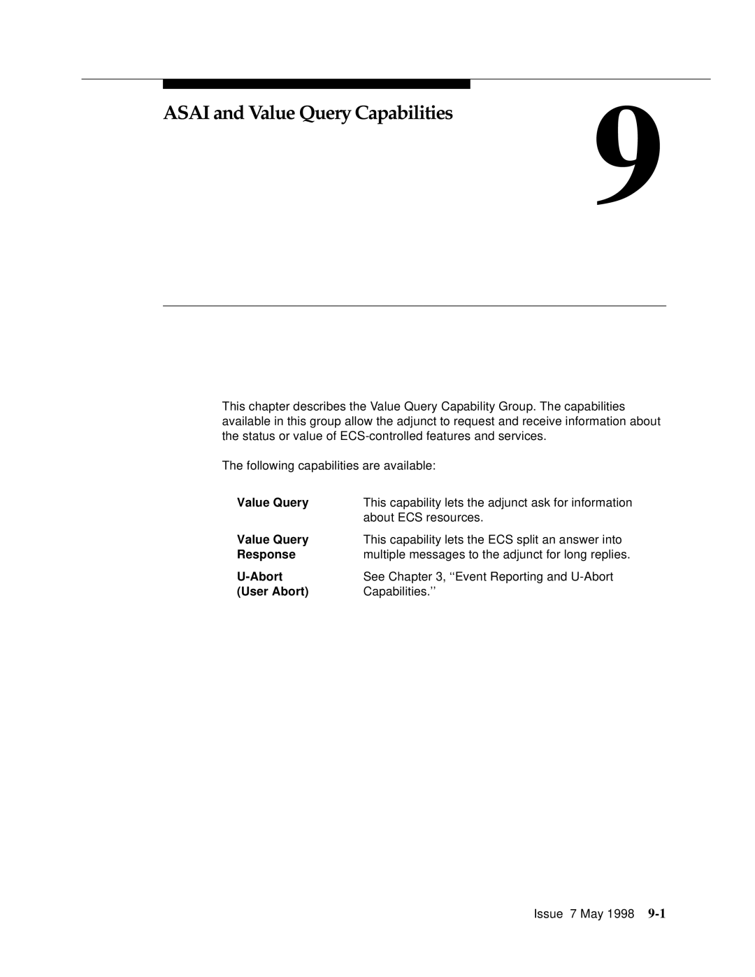 Lucent Technologies 555-230-220 manual Asai and Value Query Capabilities, Response 