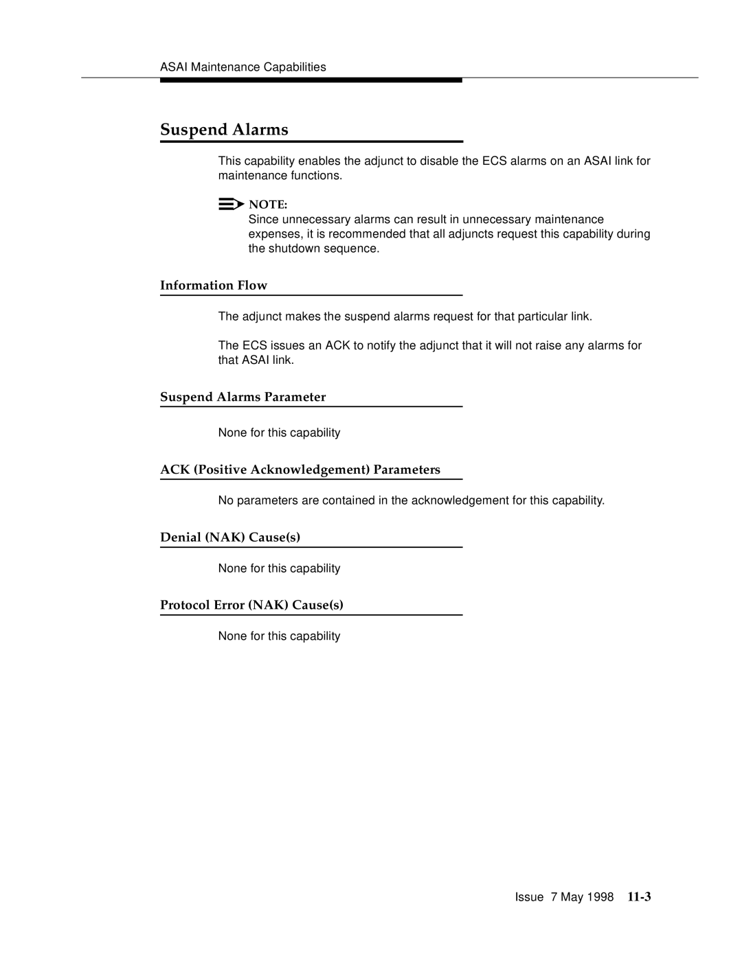 Lucent Technologies 555-230-220 manual Suspend Alarms Parameter 