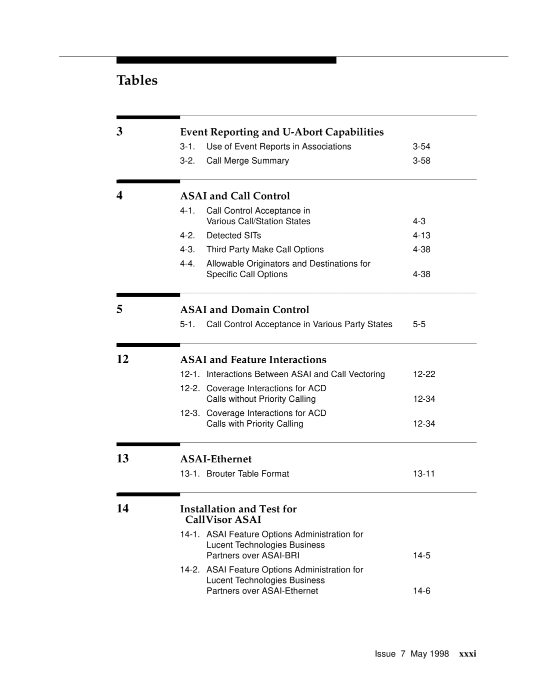 Lucent Technologies 555-230-220 manual Tables 