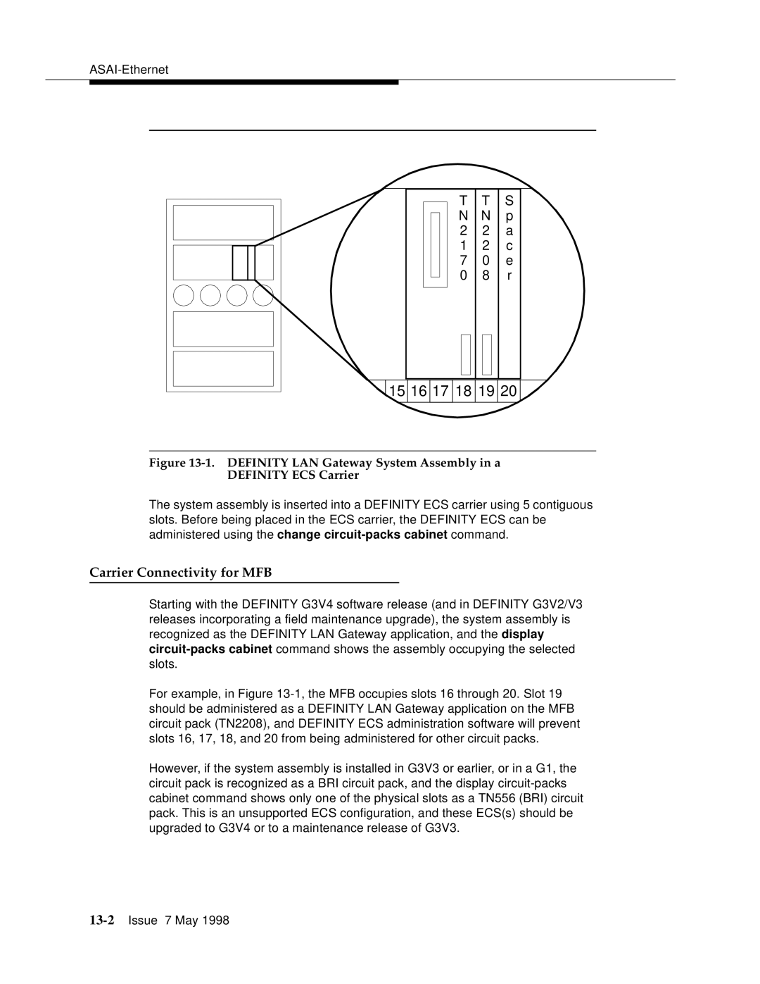 Lucent Technologies 555-230-220 manual 15 16 17 18 19, Carrier Connectivity for MFB 