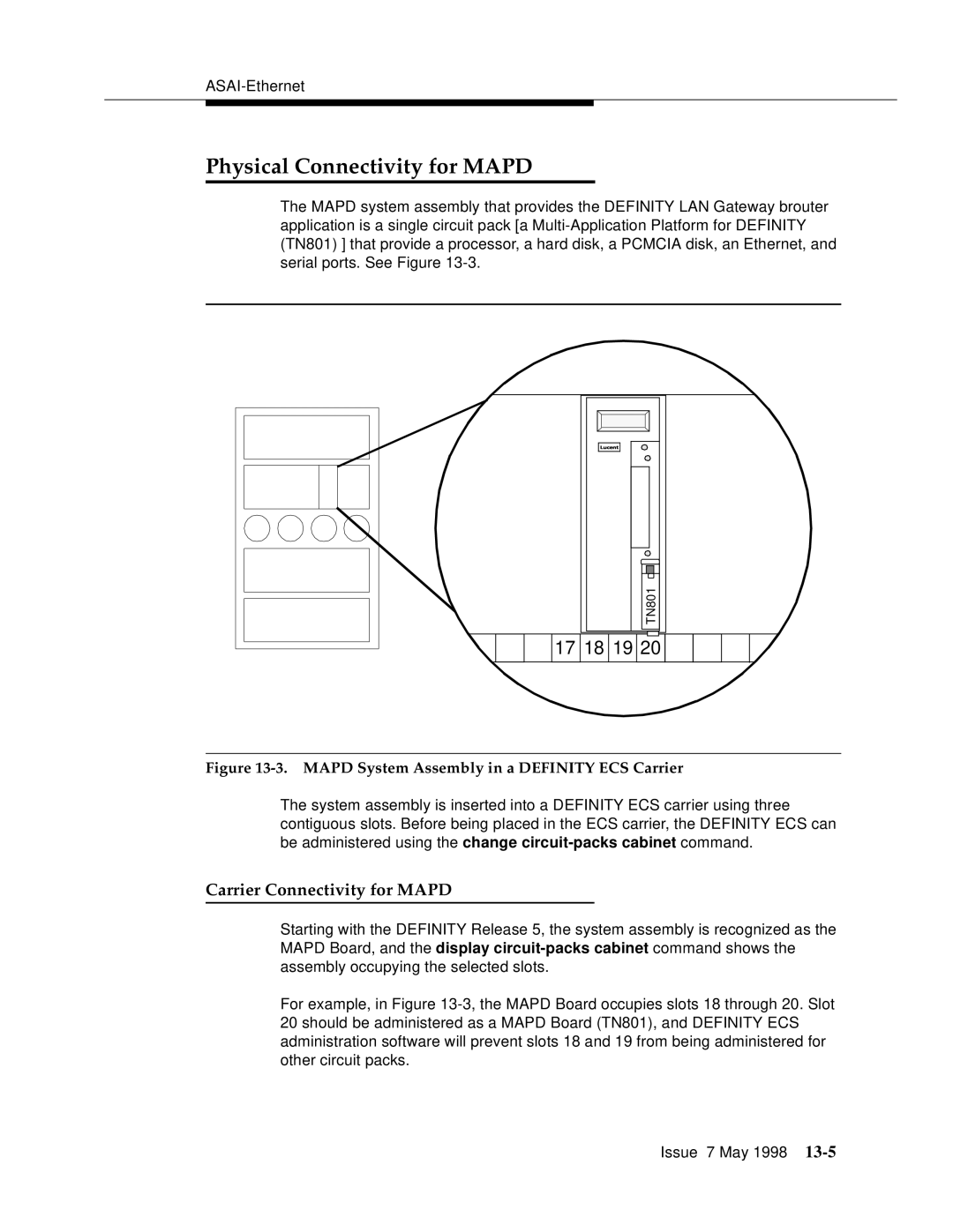 Lucent Technologies 555-230-220 manual Physical Connectivity for Mapd, Carrier Connectivity for Mapd 