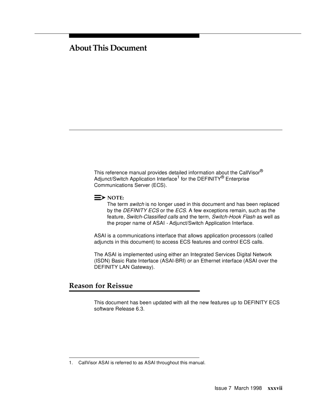 Lucent Technologies 555-230-220 manual About This Document, Reason for Reissue 