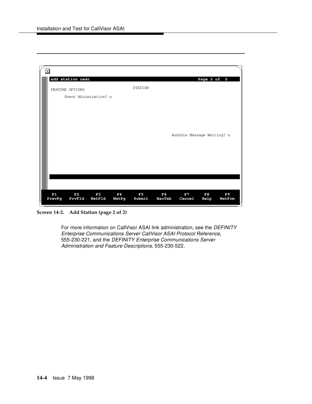 Lucent Technologies 555-230-220 manual Screen 14-2. Add Station page 2 