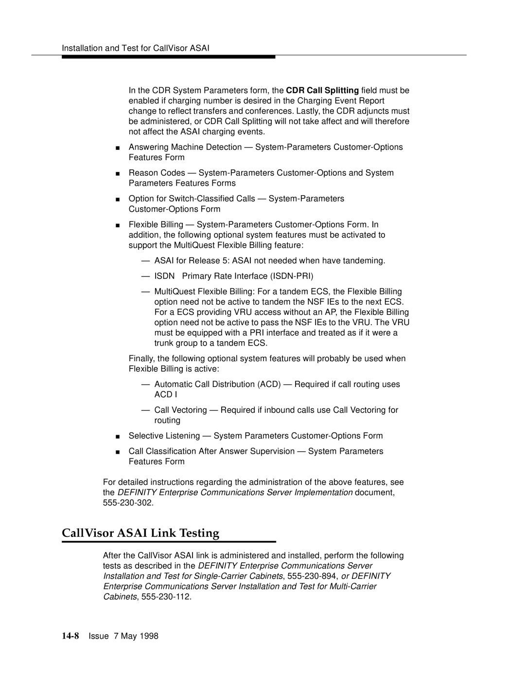 Lucent Technologies 555-230-220 manual CallVisor Asai Link Testing, Acd 