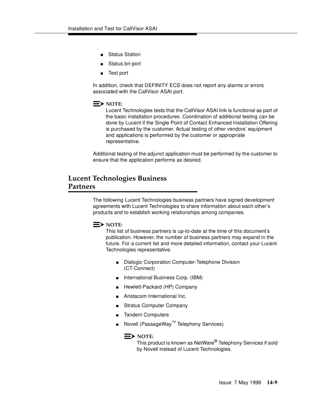 Lucent Technologies 555-230-220 manual Lucent Technologies Business Partners 