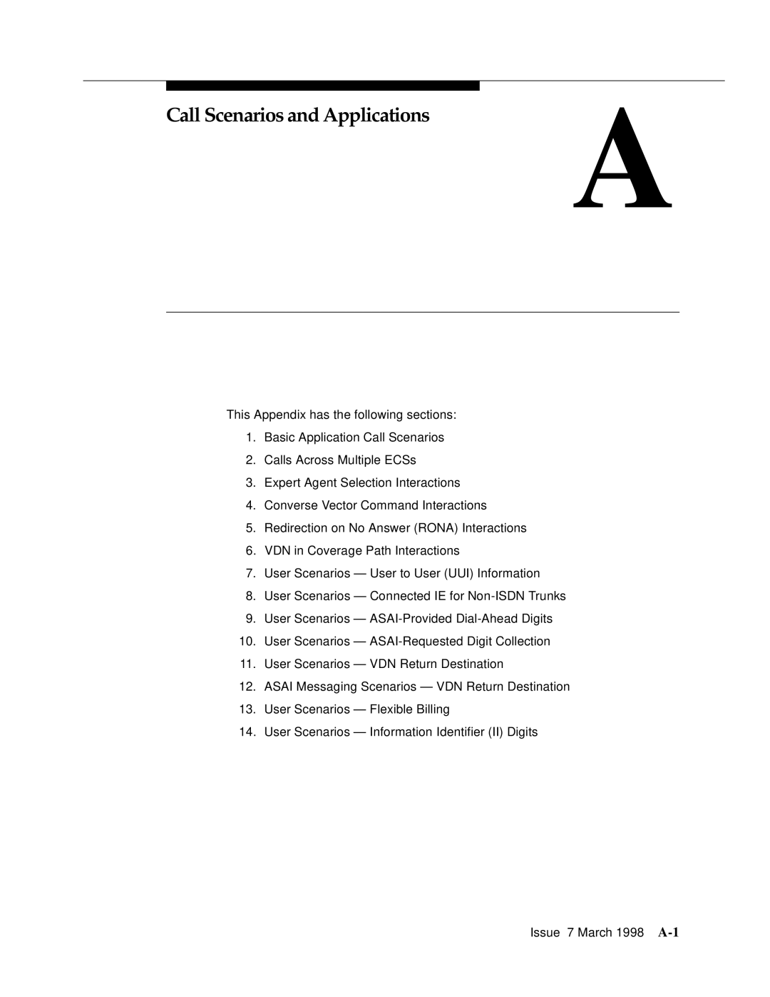 Lucent Technologies 555-230-220 manual Call Scenarios and Applications 