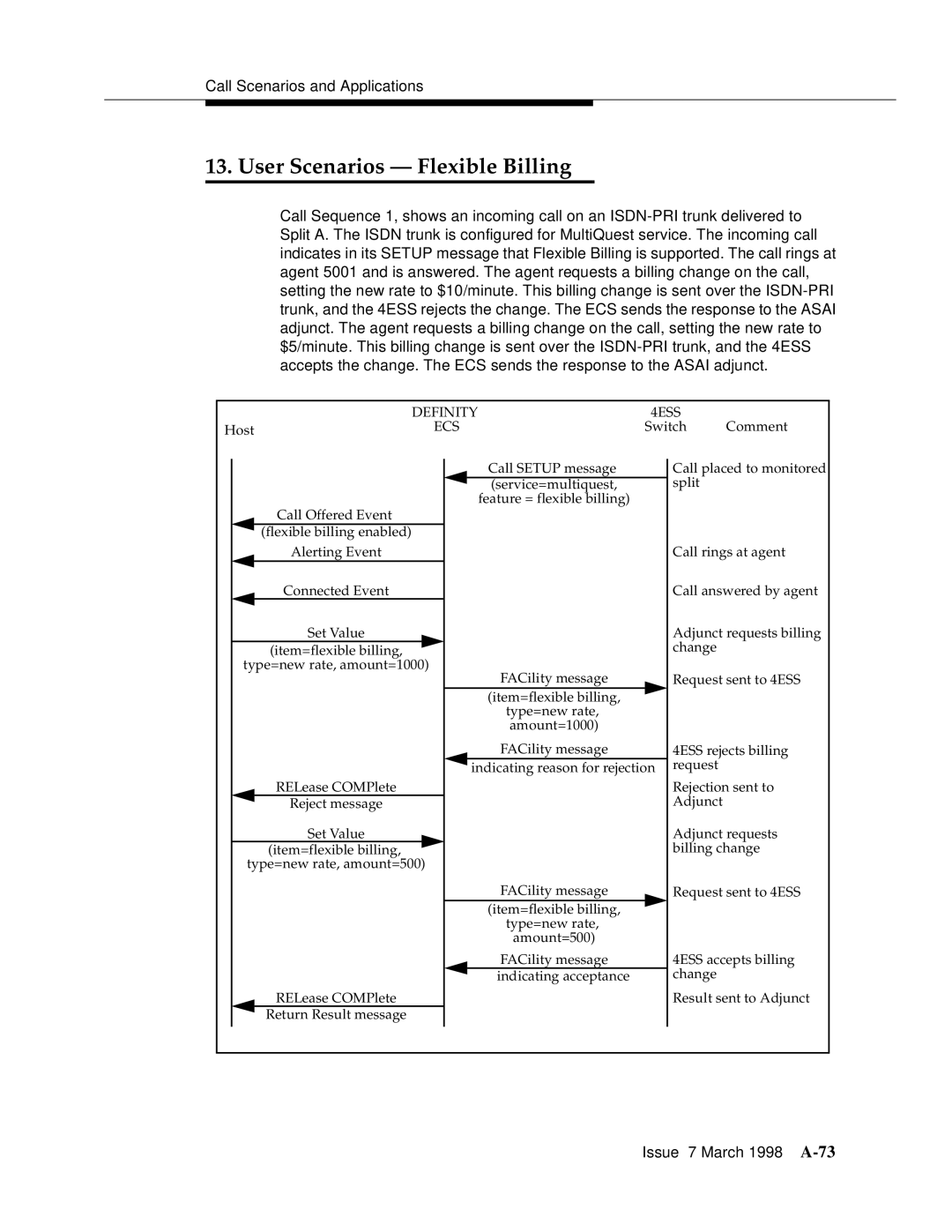 Lucent Technologies 555-230-220 manual User Scenarios Flexible Billing 