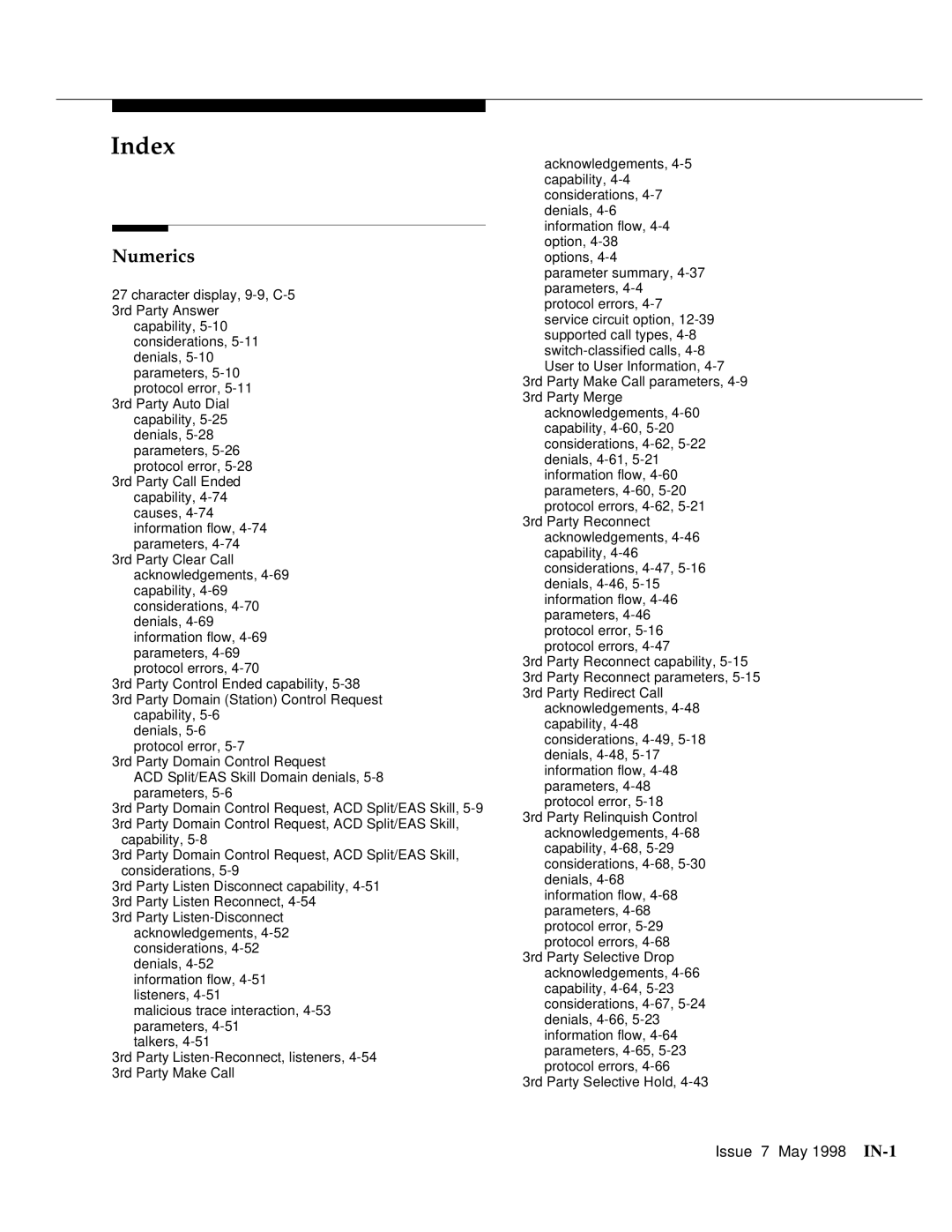 Lucent Technologies 555-230-220 manual Index, Numerics 