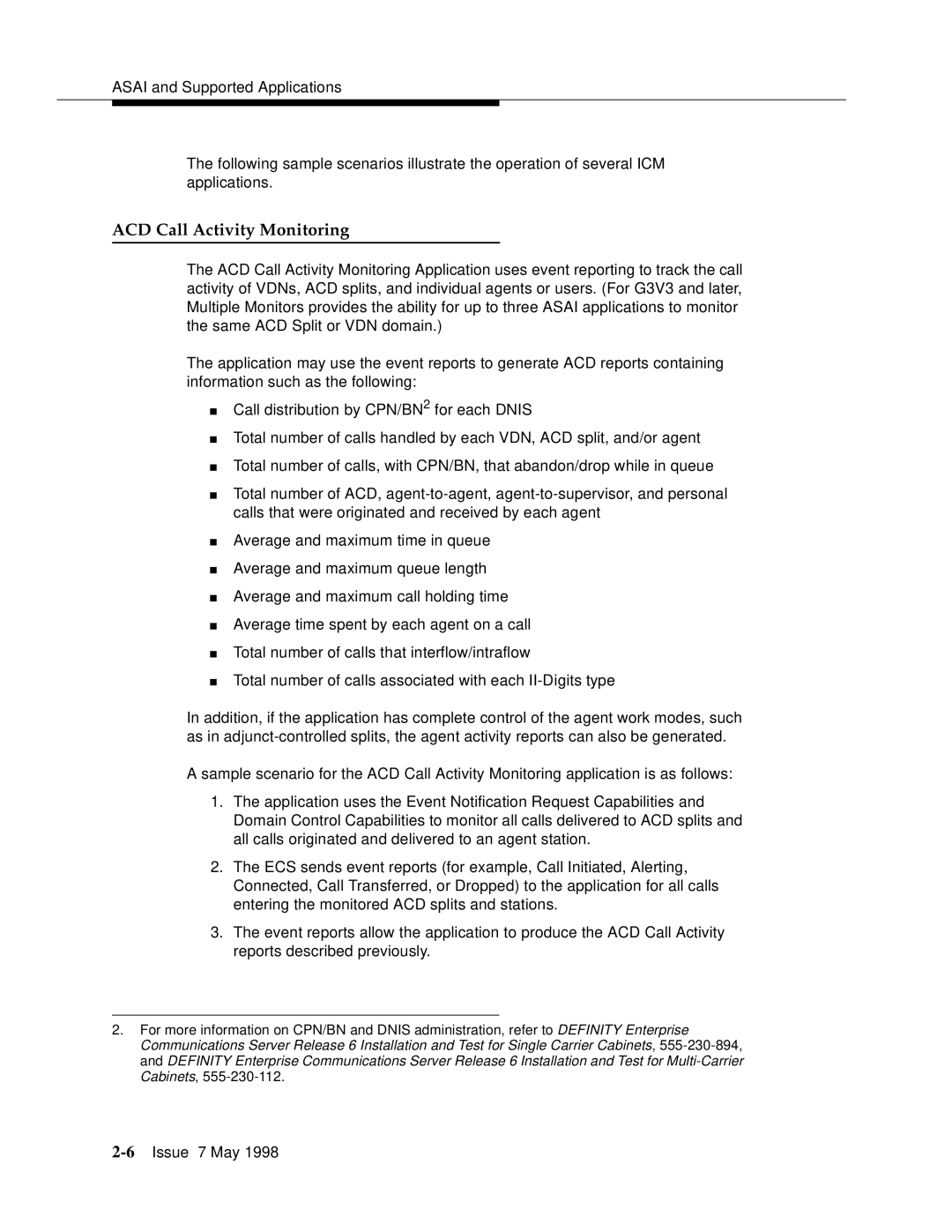 Lucent Technologies 555-230-220 manual ACD Call Activity Monitoring 