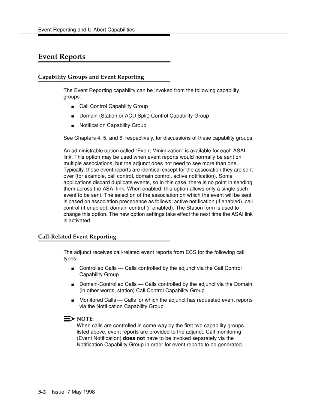 Lucent Technologies 555-230-220 manual Event Reports, Capability Groups and Event Reporting, Call-Related Event Reporting 