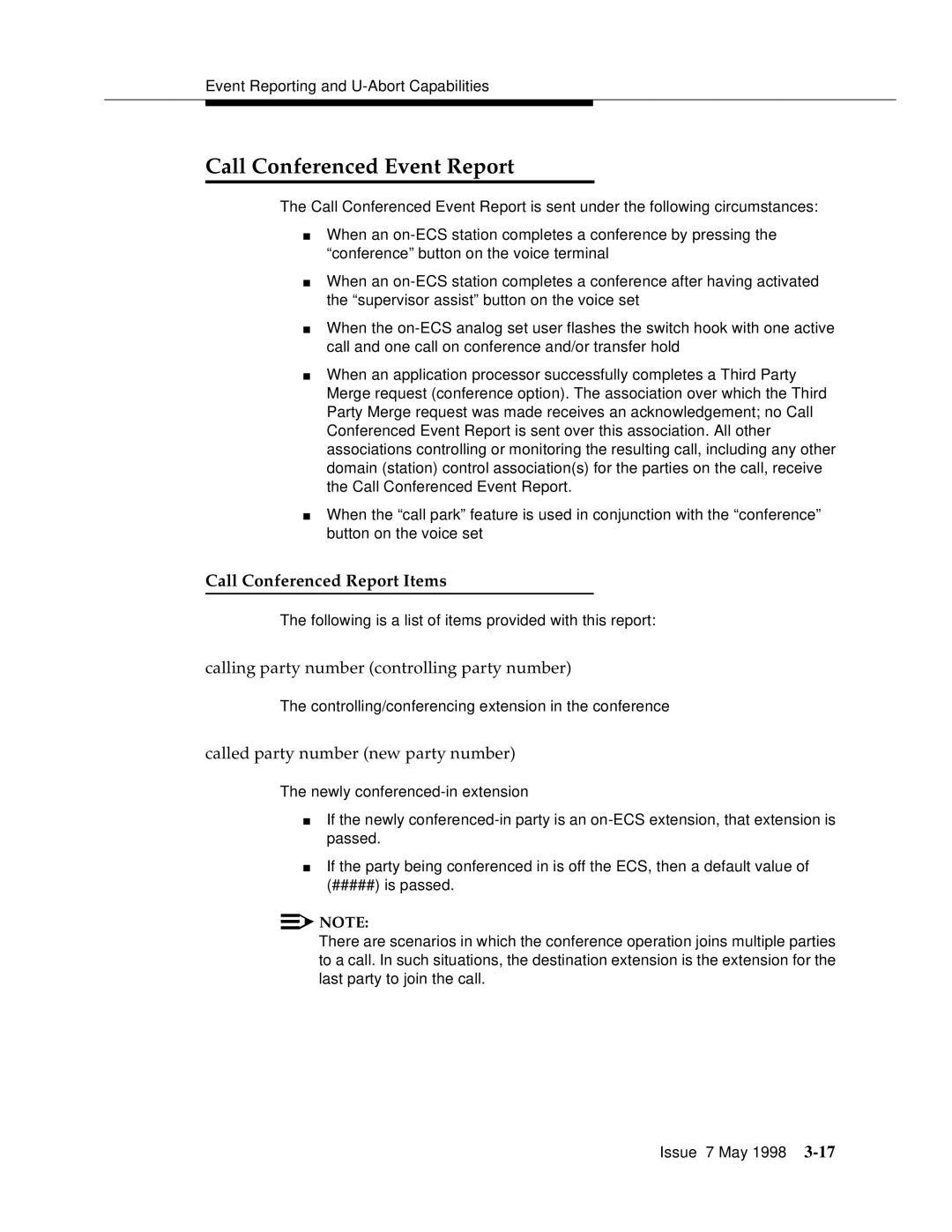 Lucent Technologies 555-230-220 manual Call Conferenced Event Report, Call Conferenced Report Items 