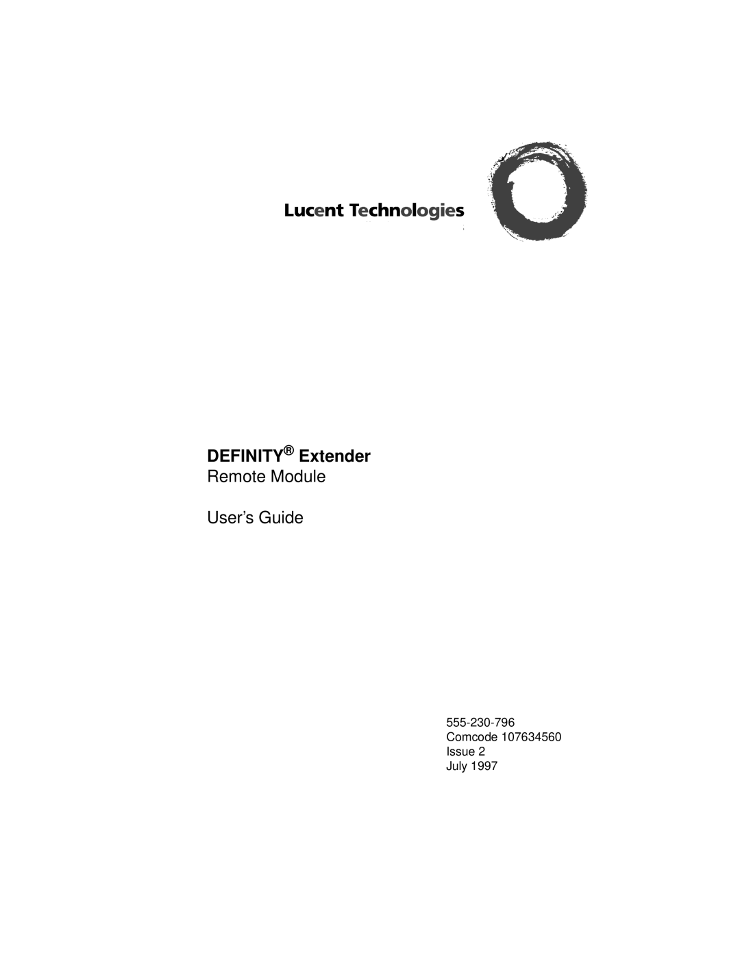 Lucent Technologies 555-230-796 manual Definity Extender 