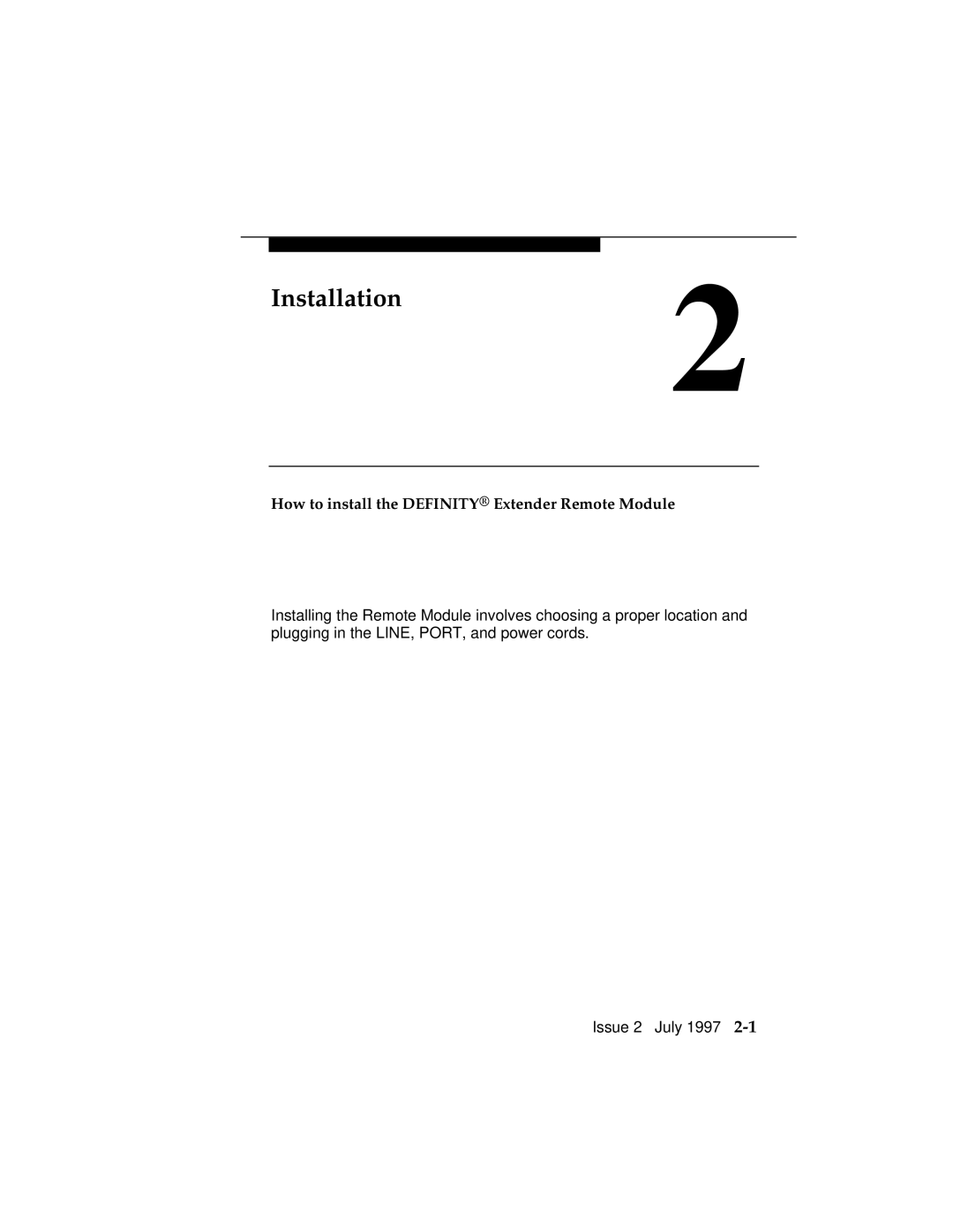 Lucent Technologies 555-230-796 manual Installation2, How to install the Definity Extender Remote Module 