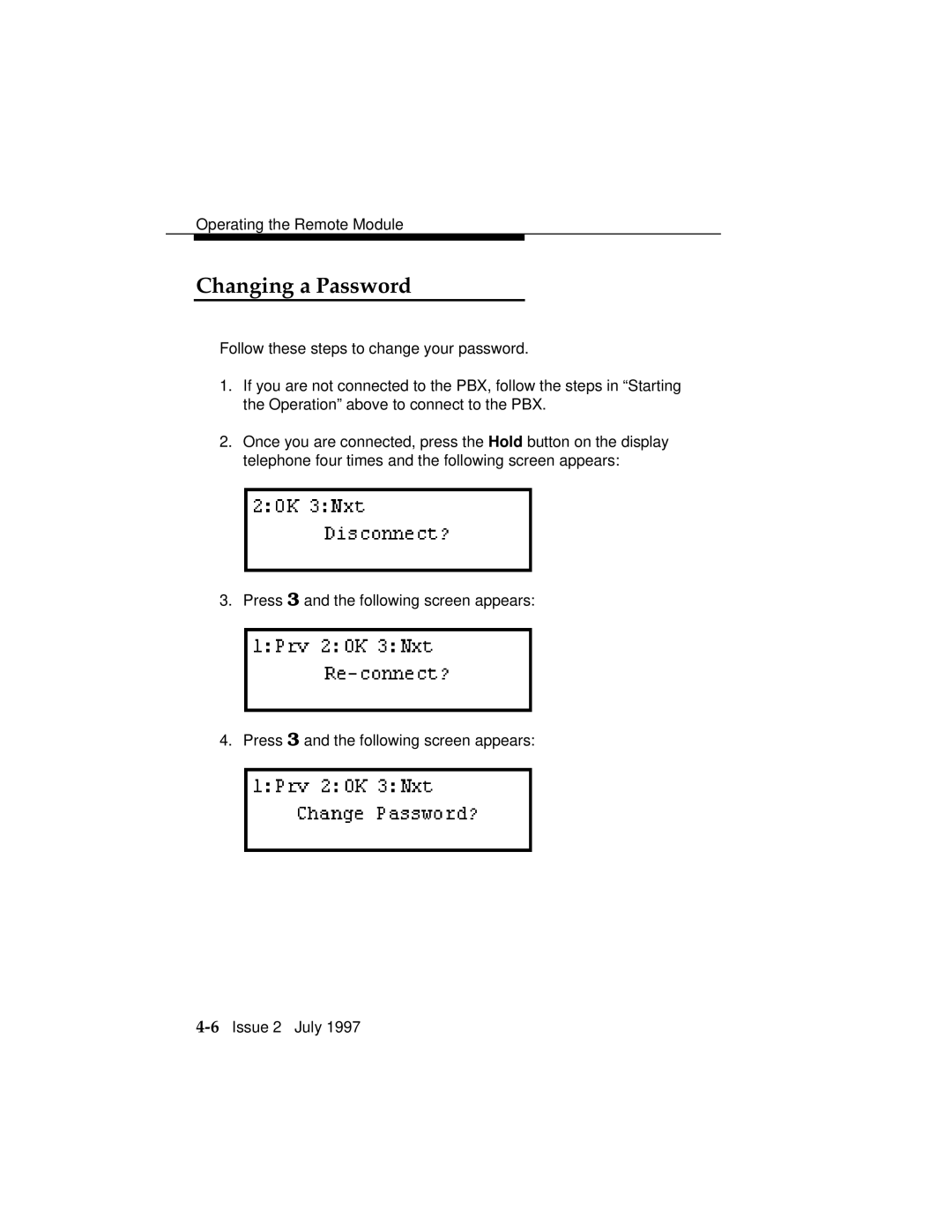 Lucent Technologies 555-230-796 manual Changing a Password 