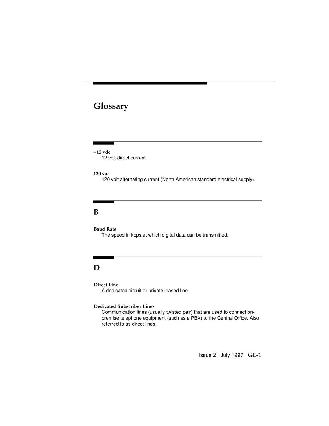 Lucent Technologies 555-230-796 manual Glossary, Dedicated Subscriber Lines 