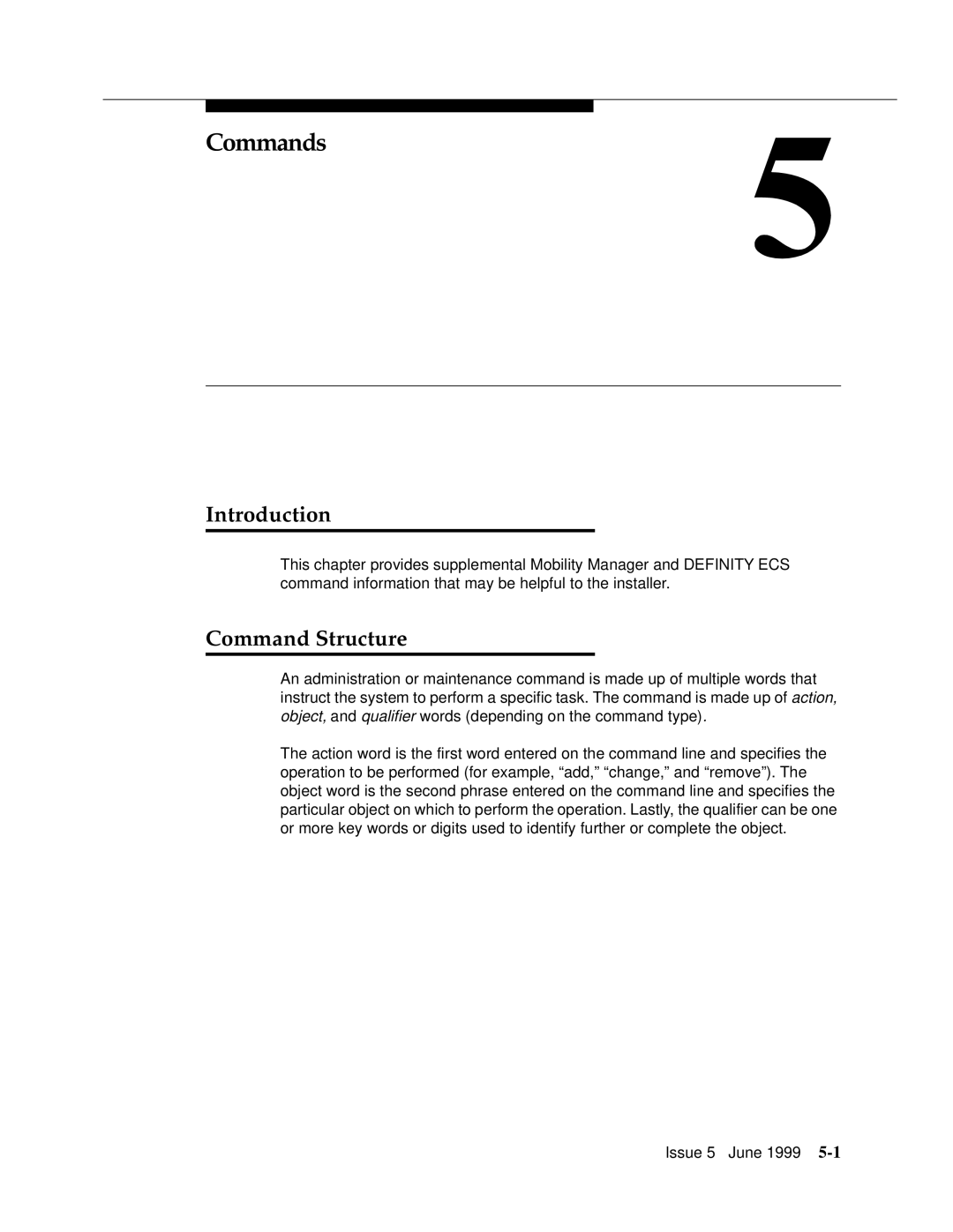 Lucent Technologies 555-232-102 manual Commands, Command Structure 