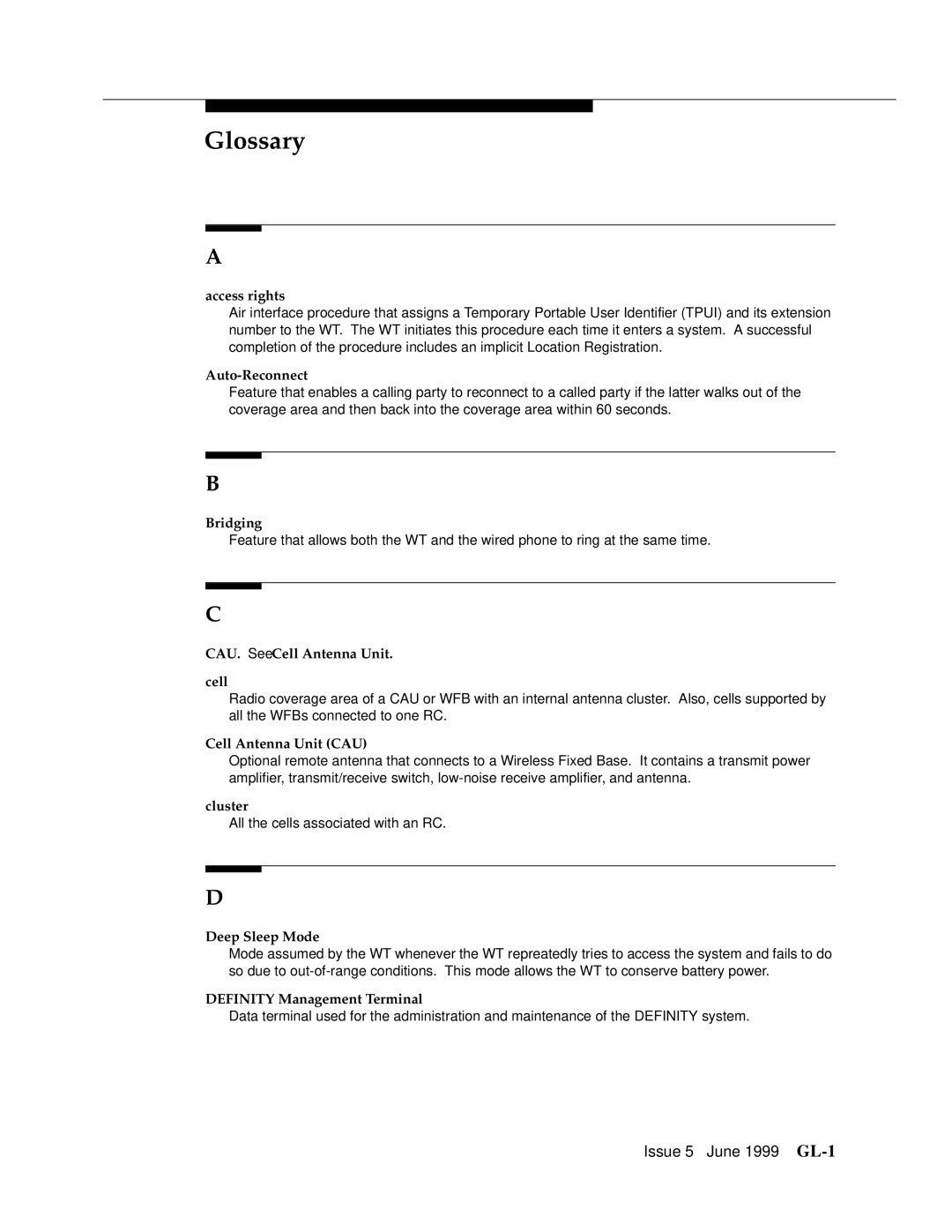 Lucent Technologies 555-232-102 manual GlossaryGL, Access rights 