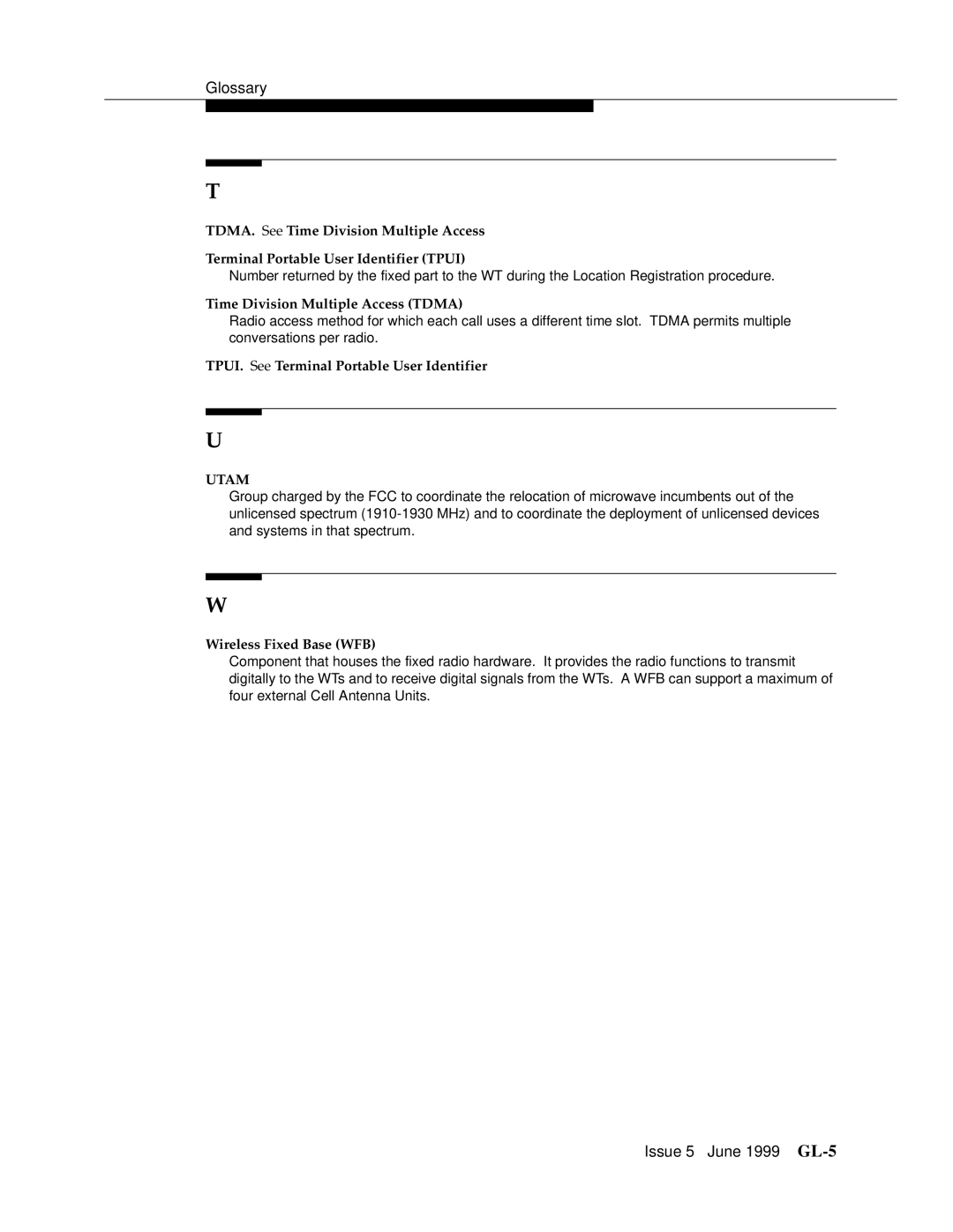 Lucent Technologies 555-232-102 manual Issue 5 June 1999 GL-5 