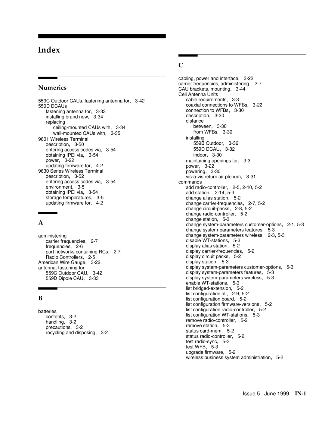 Lucent Technologies 555-232-102 manual Index, Numerics 