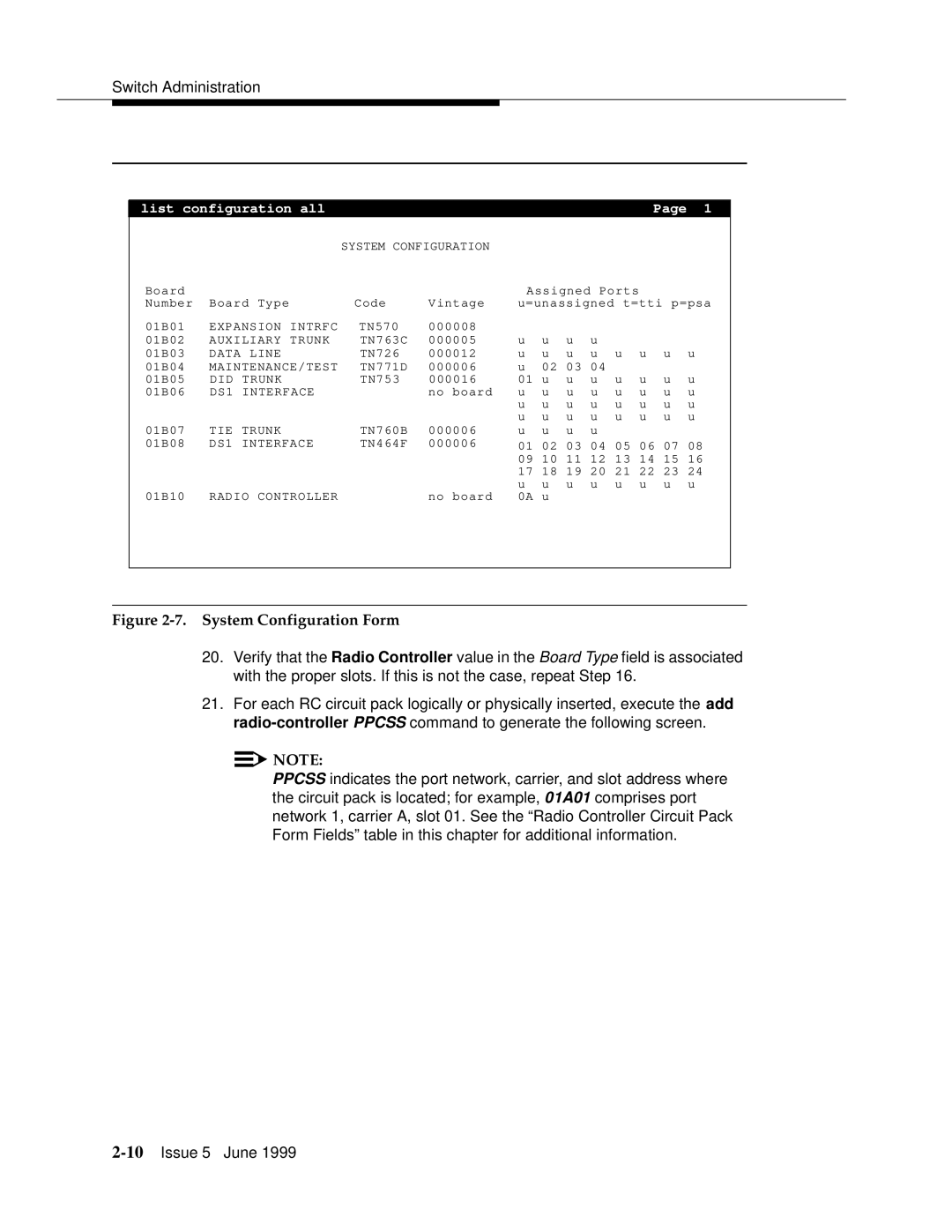 Lucent Technologies 555-232-102 manual System Configuration Form 