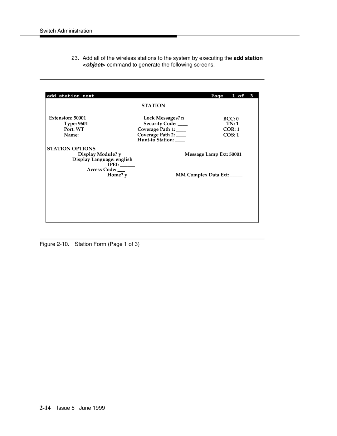 Lucent Technologies 555-232-102 manual Station Form Page 1 