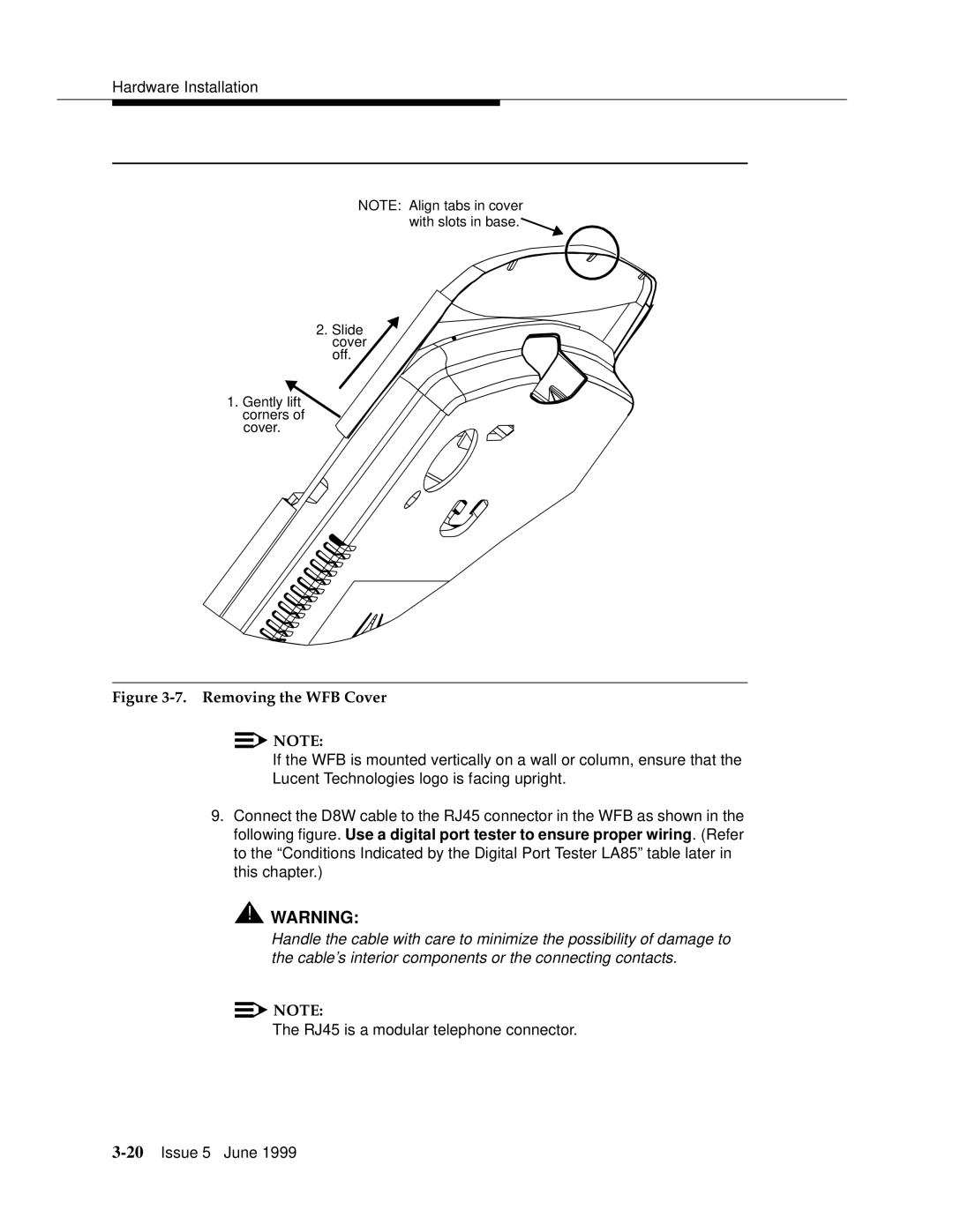 Lucent Technologies 555-232-102 manual Removing the WFB Cover 