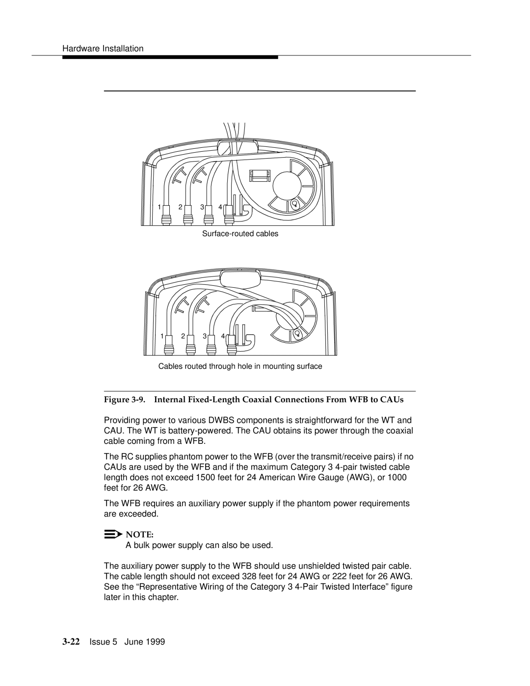 Lucent Technologies 555-232-102 manual Internal Fixed-Length Coaxial Connections From WFB to CAUs 