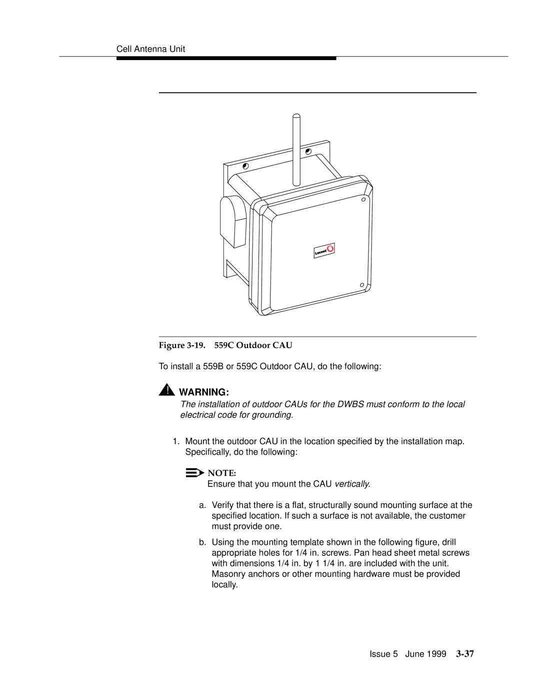 Lucent Technologies 555-232-102 manual C Outdoor CAU 