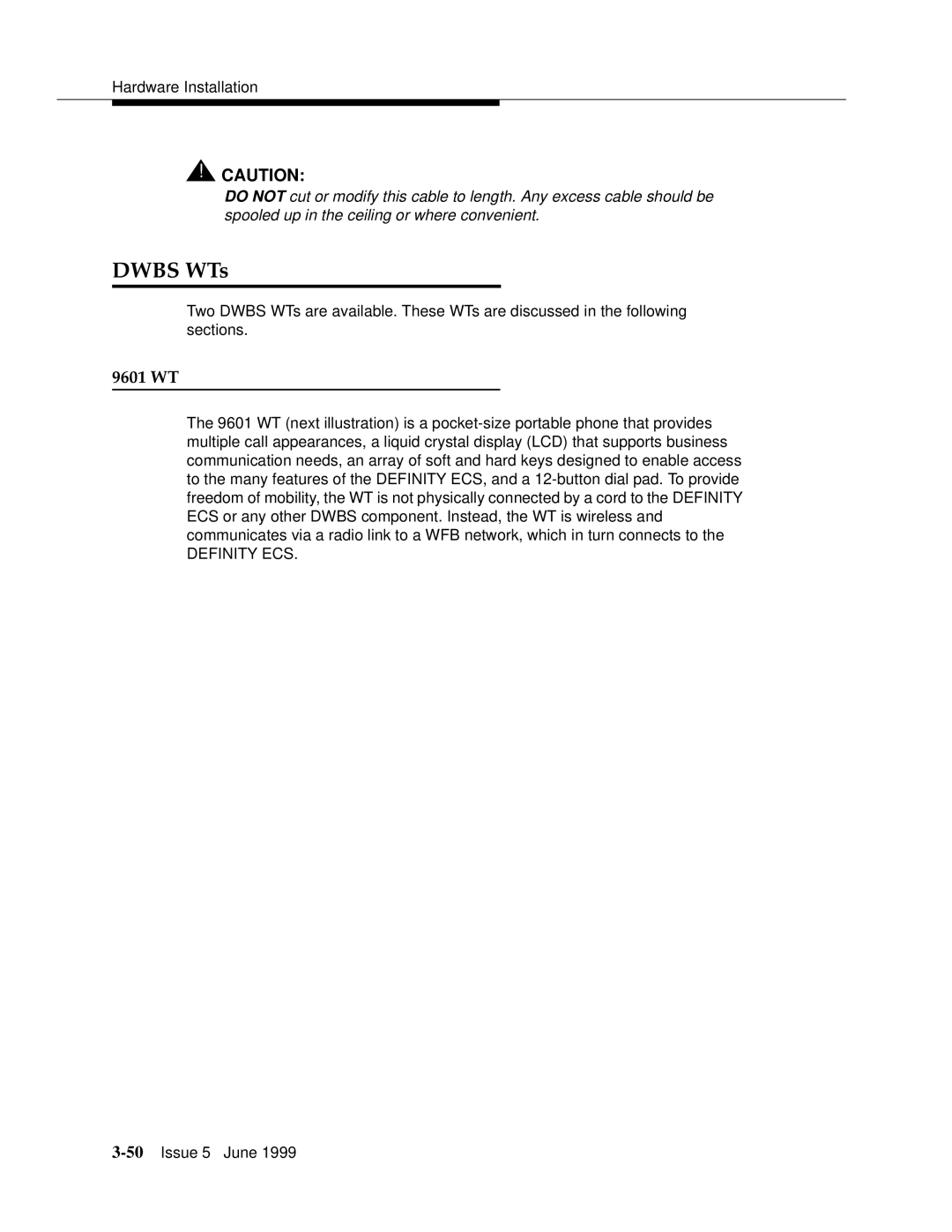 Lucent Technologies 555-232-102 manual Dwbs WTs, 9601 WT 