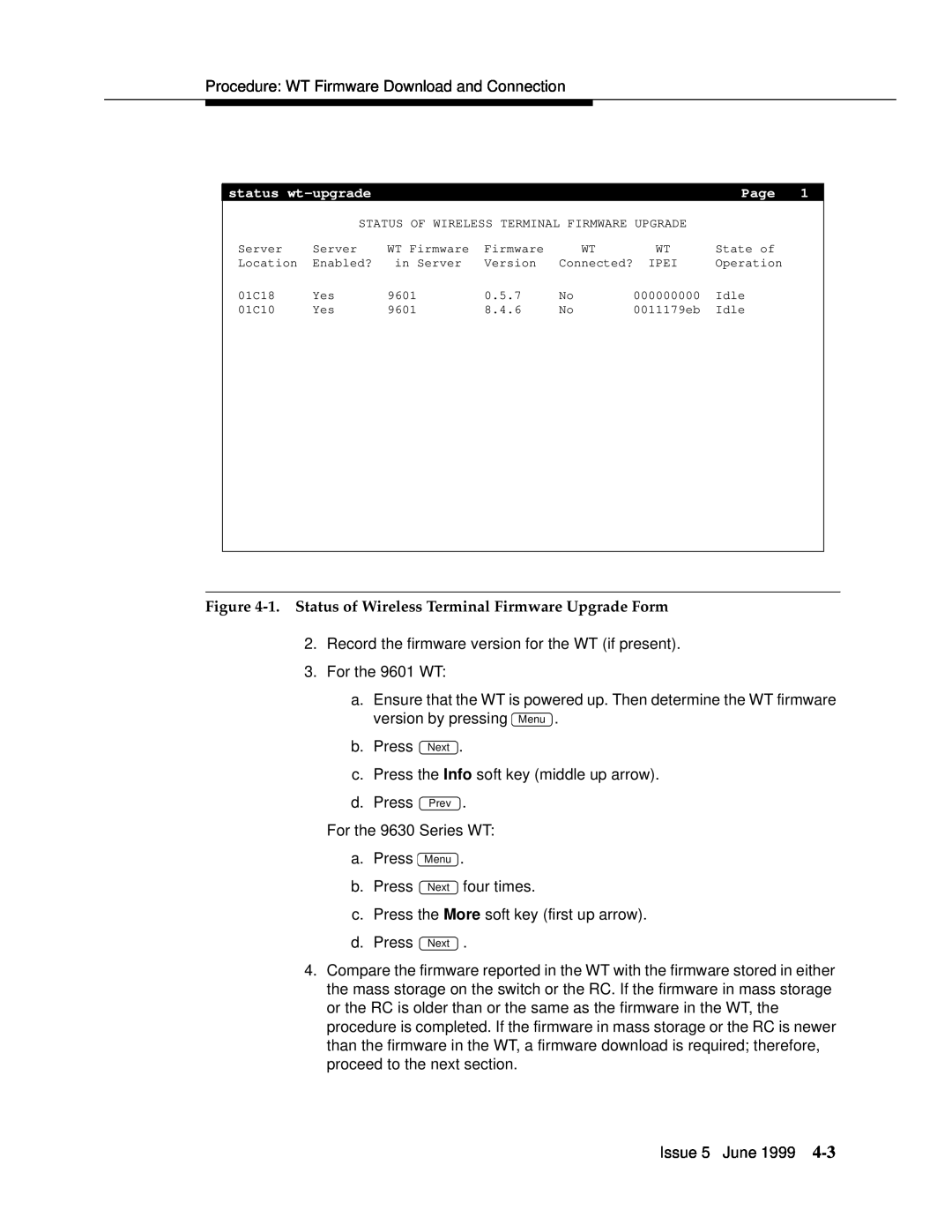 Lucent Technologies 555-232-102 1. Status of Wireless Terminal Firmware Upgrade Form, Connected?, 000000000, 0011179eb 